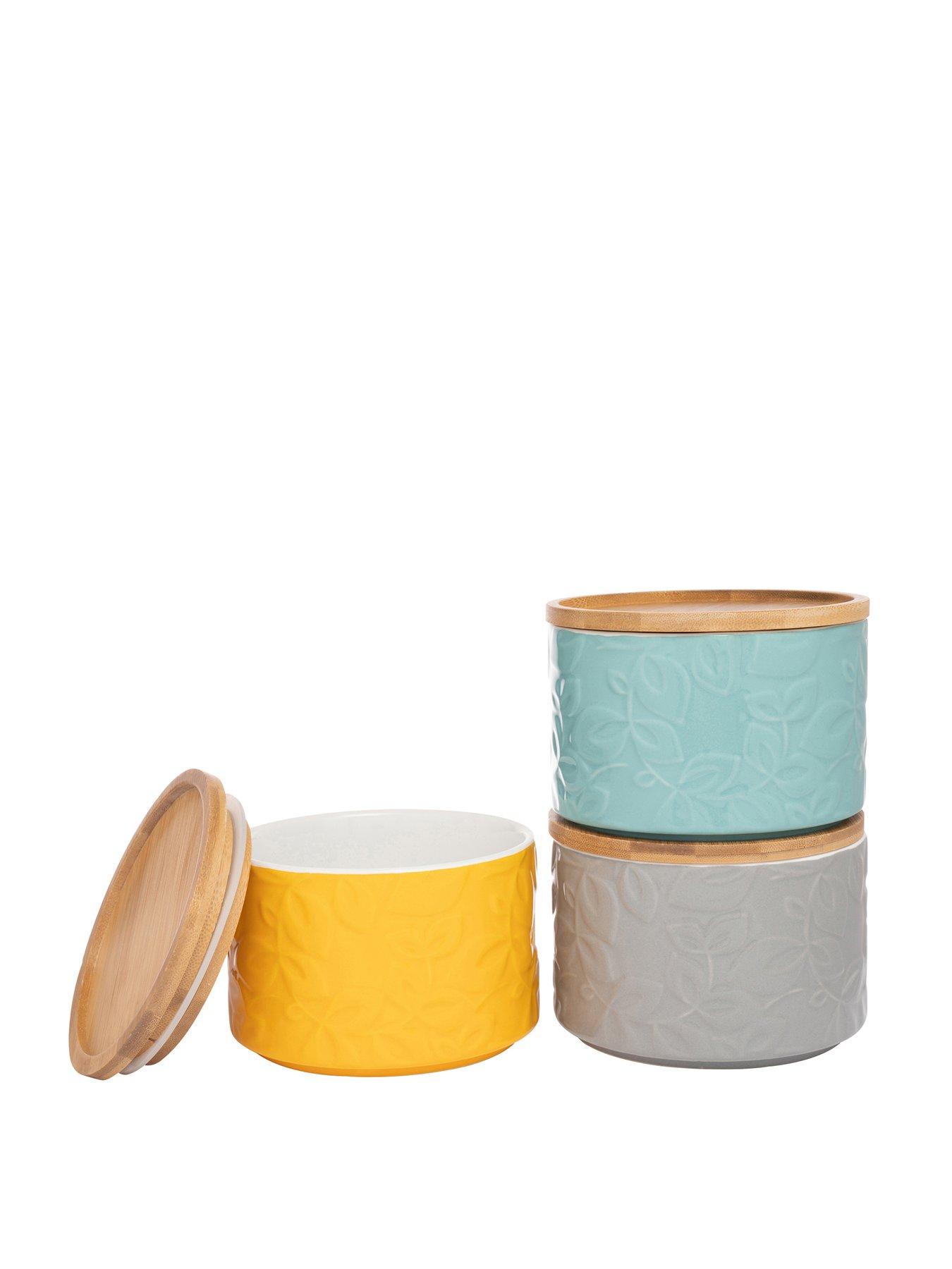 Product photograph of Catherine Lansfield Inga Set Of 3 Stacking Storage Jars from very.co.uk