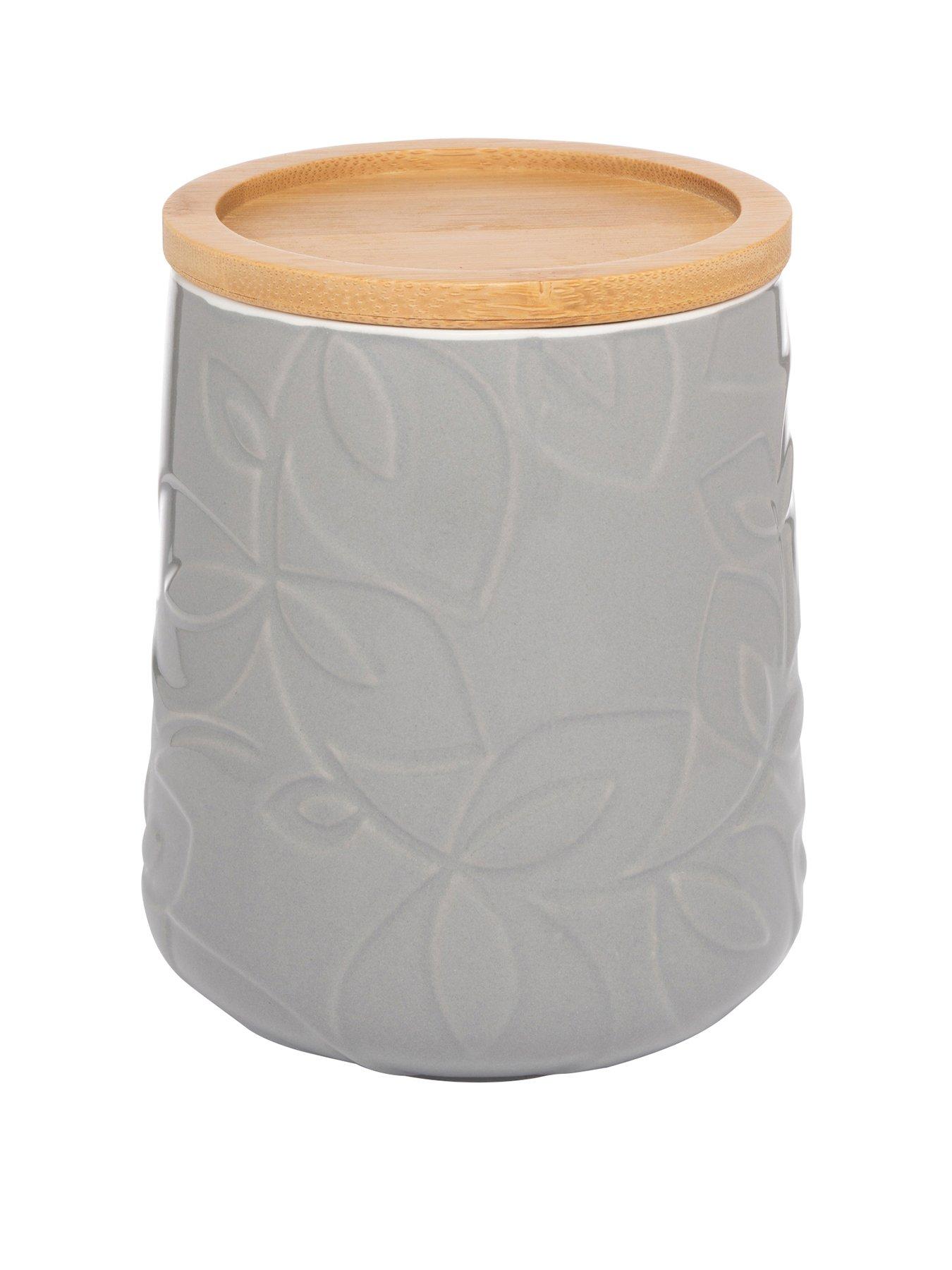 Product photograph of Catherine Lansfield Inga Storage Jar - Grey from very.co.uk