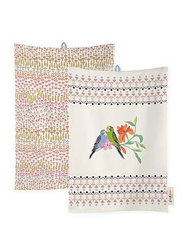 Product photograph of Cath Kidston Painted Table Cotton Tea Towels Ndash Set Of 2 from very.co.uk