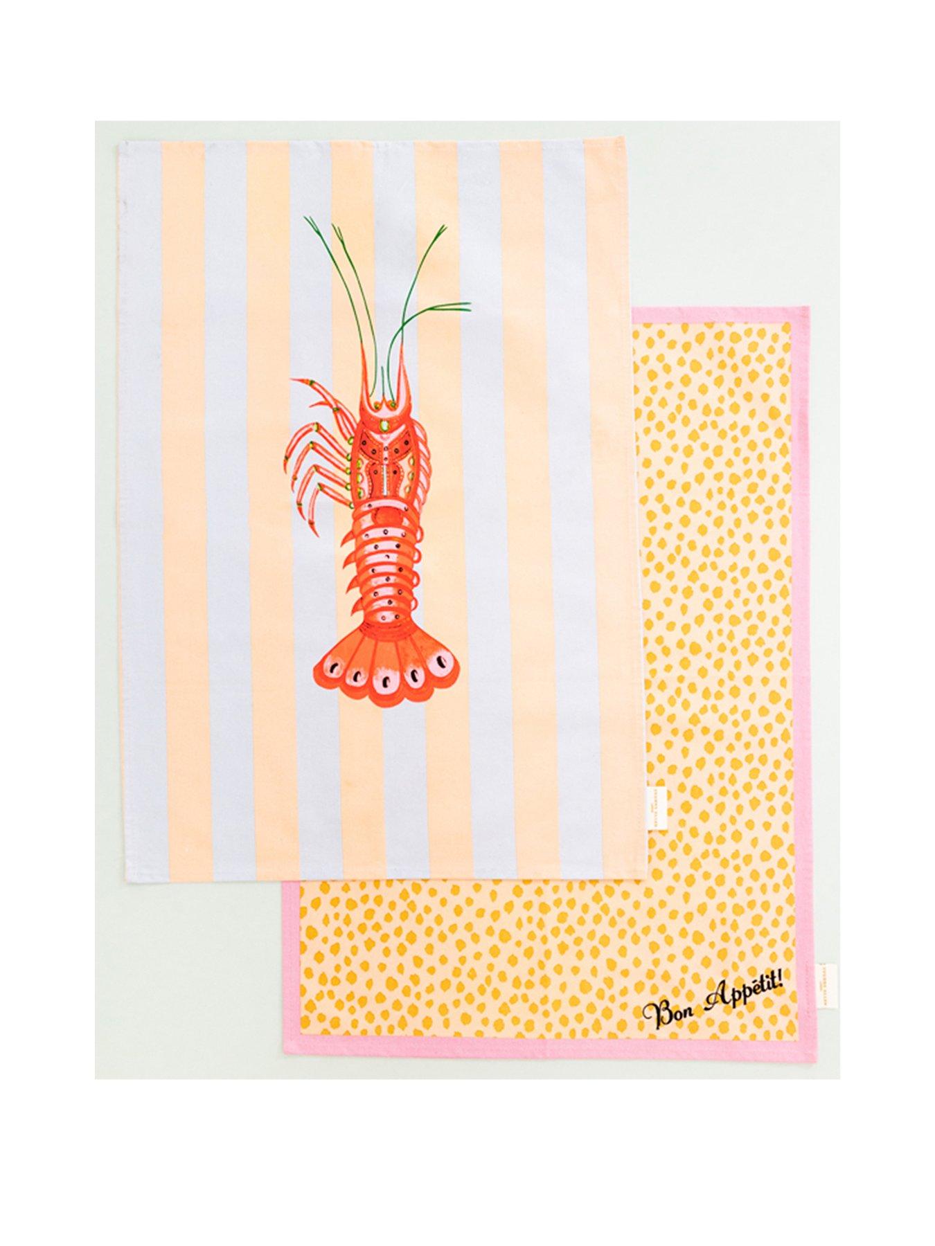 Yvonne Ellen Set of 2 Tea Towels – Lobster