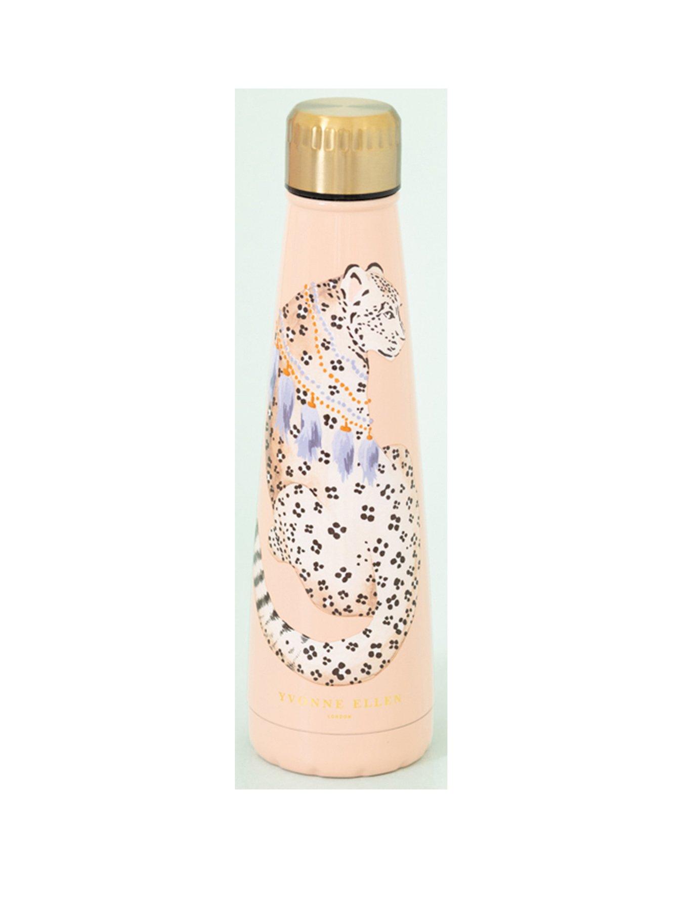 Product photograph of Yvonne Ellen Stainless Steel Bottle - Cheetah from very.co.uk