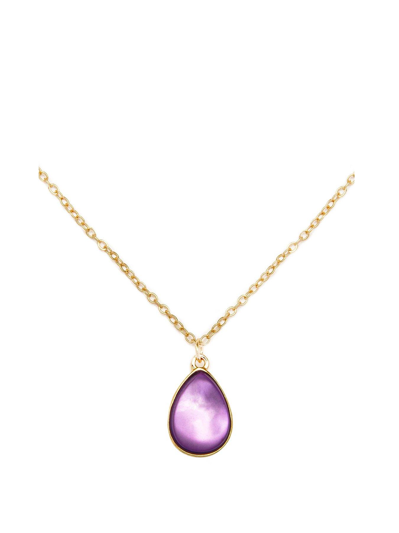 Product photograph of The Love Collection Gold Plated Amethyst Charm Necklace from very.co.uk