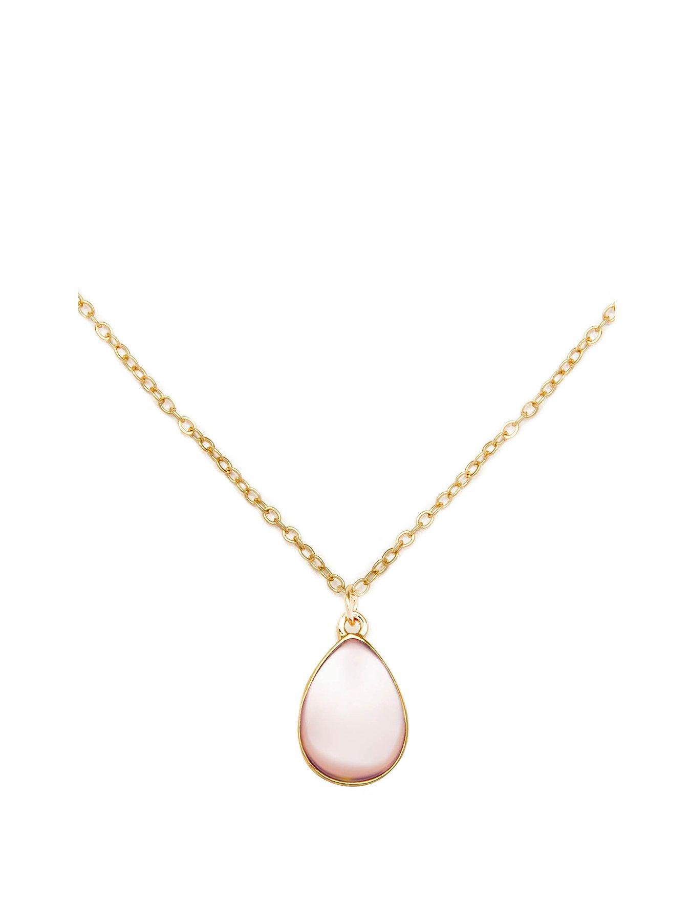 Product photograph of The Love Collection Gold Plated Rose Quartz Charm Necklace from very.co.uk