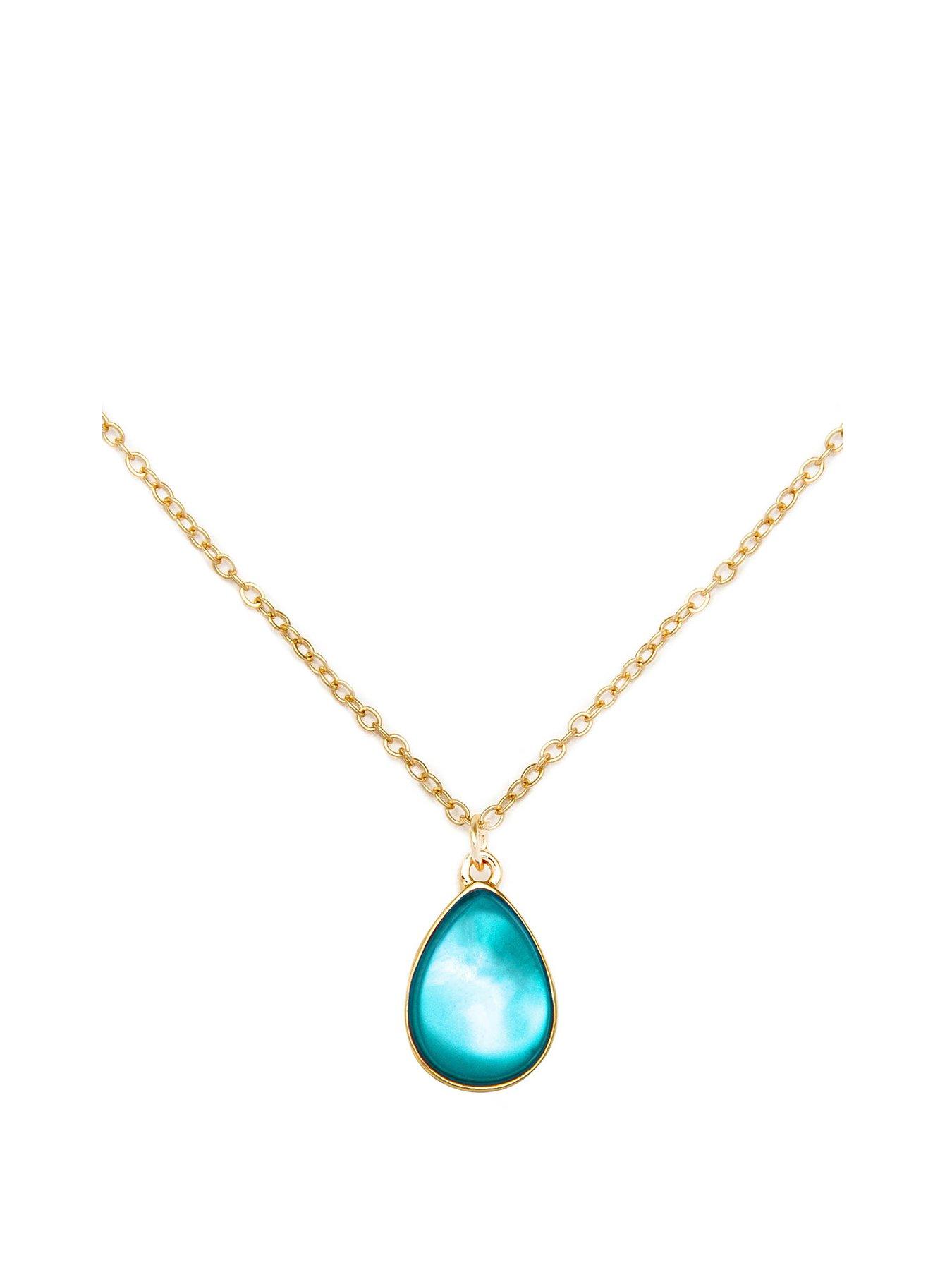 Product photograph of The Love Silver Collection Gold Plated Aquamarine Charm Necklace from very.co.uk