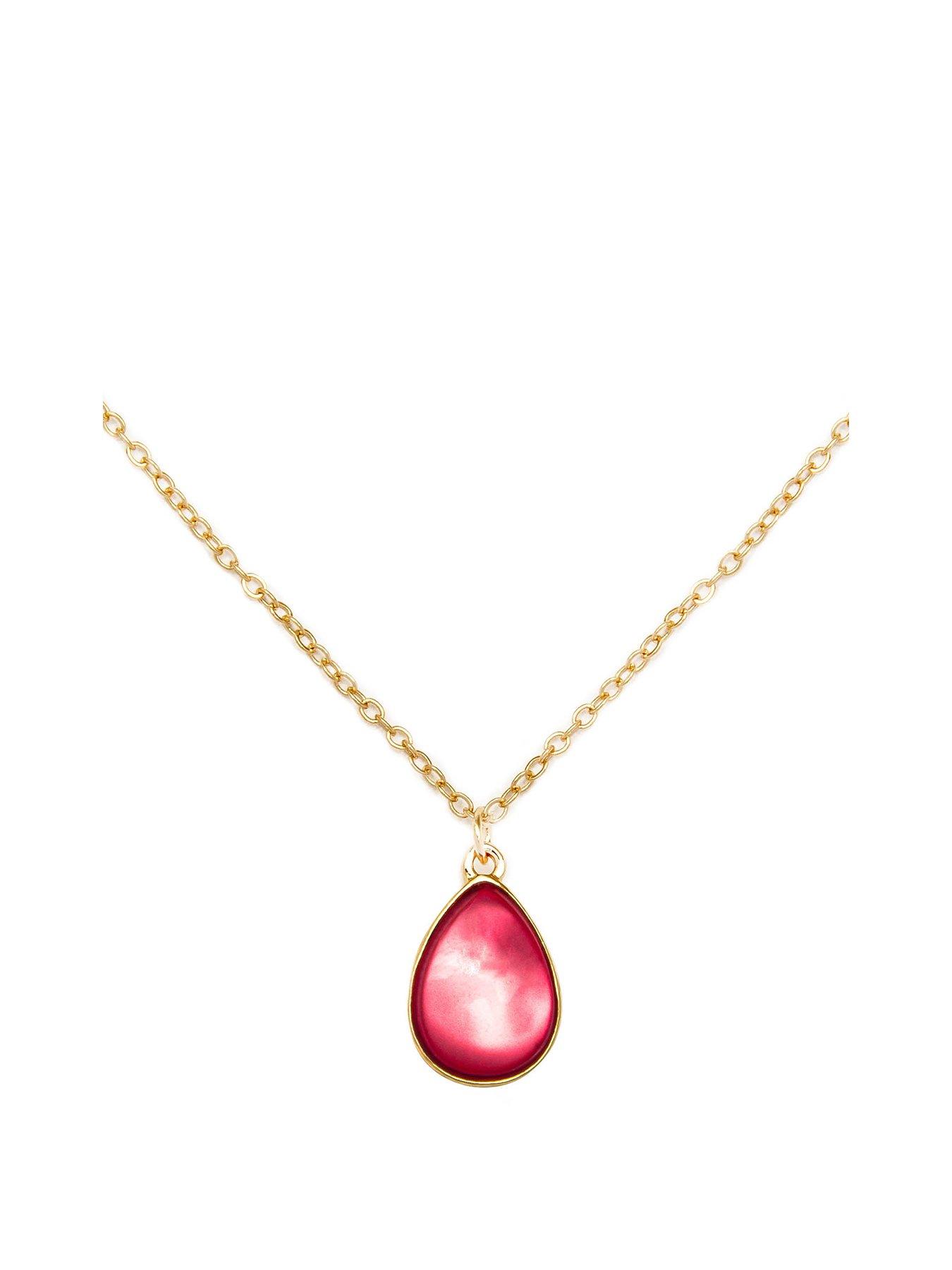 Product photograph of The Love Silver Collection Gold Plated Garnet Charm Necklace from very.co.uk