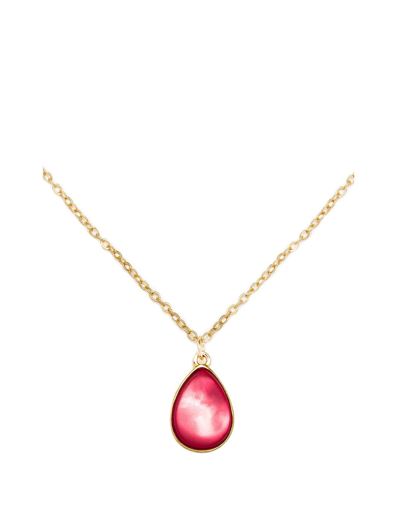 Product photograph of The Love Collection Gold Plated Garnet Charm Necklace from very.co.uk
