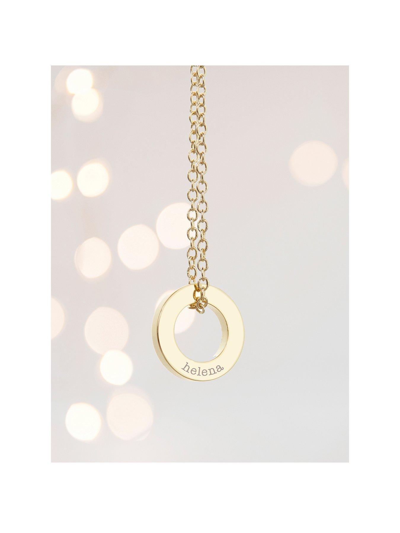 Product photograph of Treat Republic Personalised Mini Ring Necklace - Gold from very.co.uk