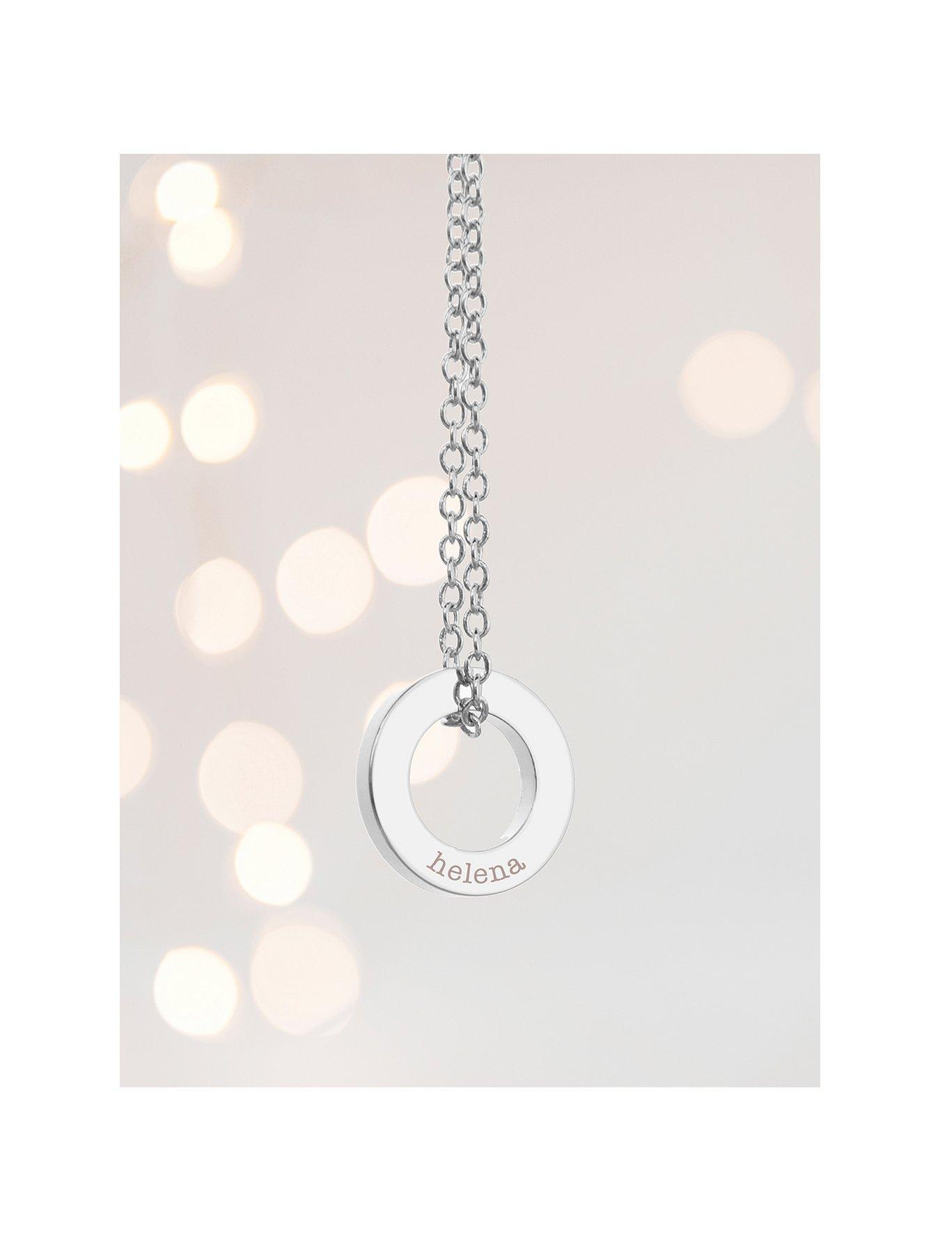 Product photograph of Treat Republic Personalised Mini Ring Necklace - Silver from very.co.uk