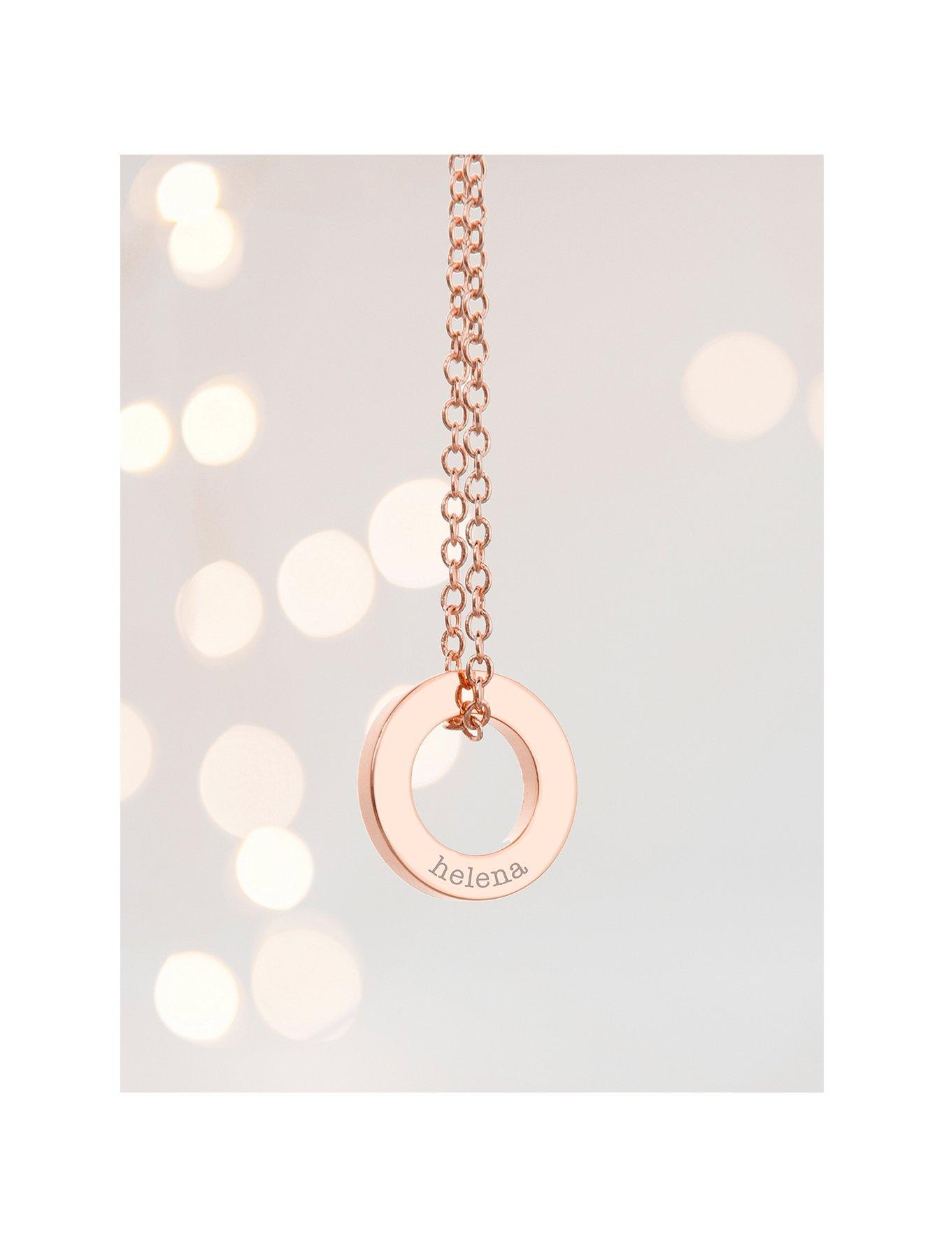 Product photograph of Treat Republic Personalised Mini Ring Necklace - Rose Gold from very.co.uk