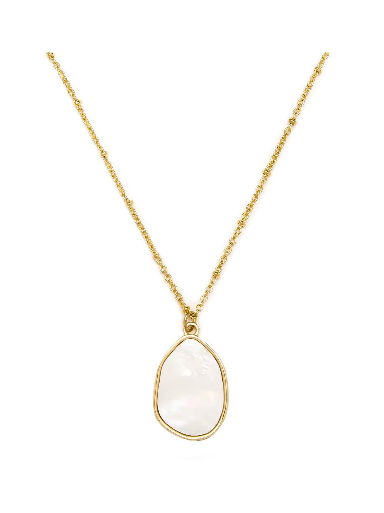 Product photograph of The Love Collection Gold Plated Crystal Natural Cut Necklace from very.co.uk
