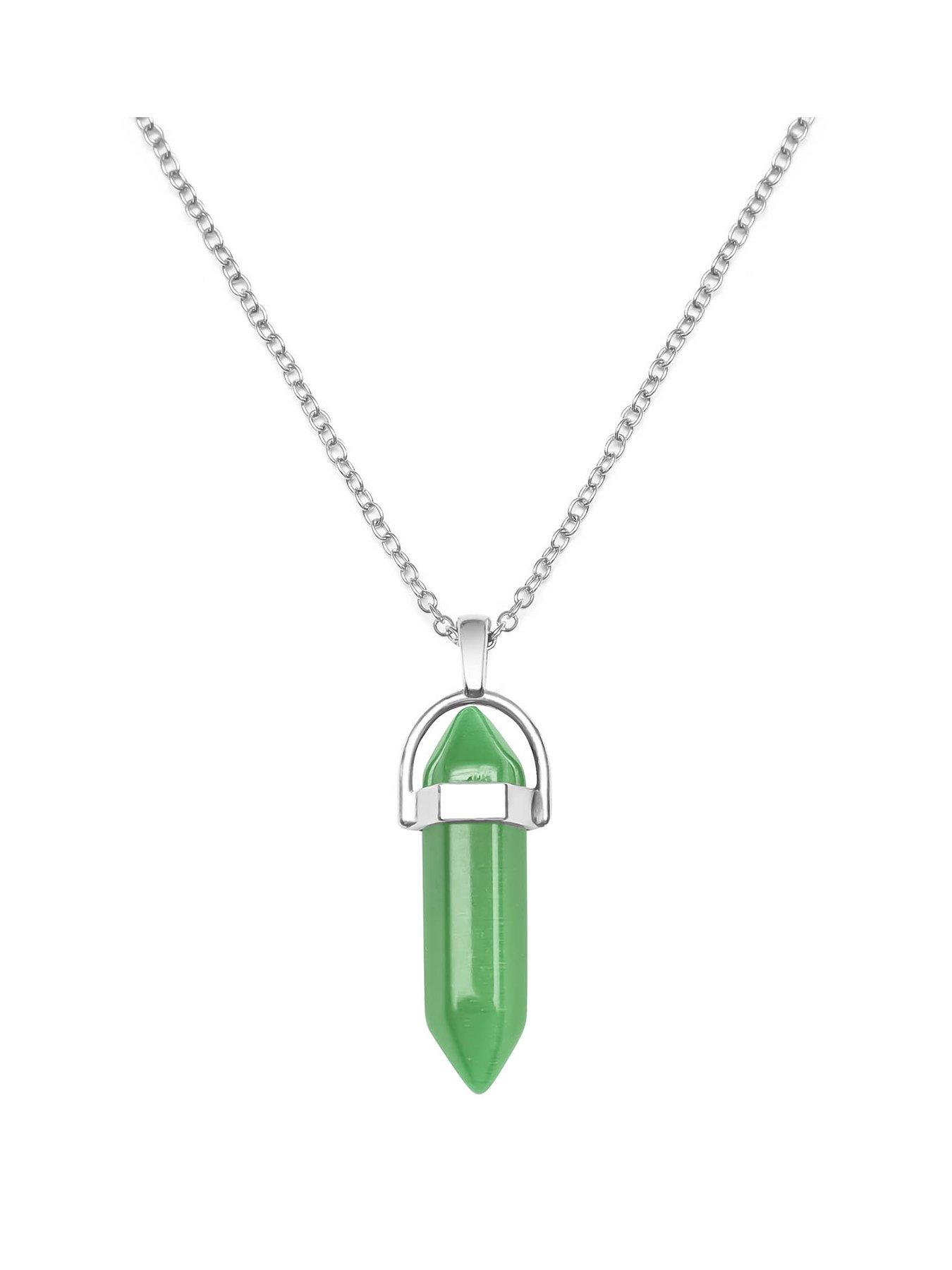 Product photograph of The Love Silver Collection Emerald Silver Plated Crystal Drop Charm Necklace from very.co.uk