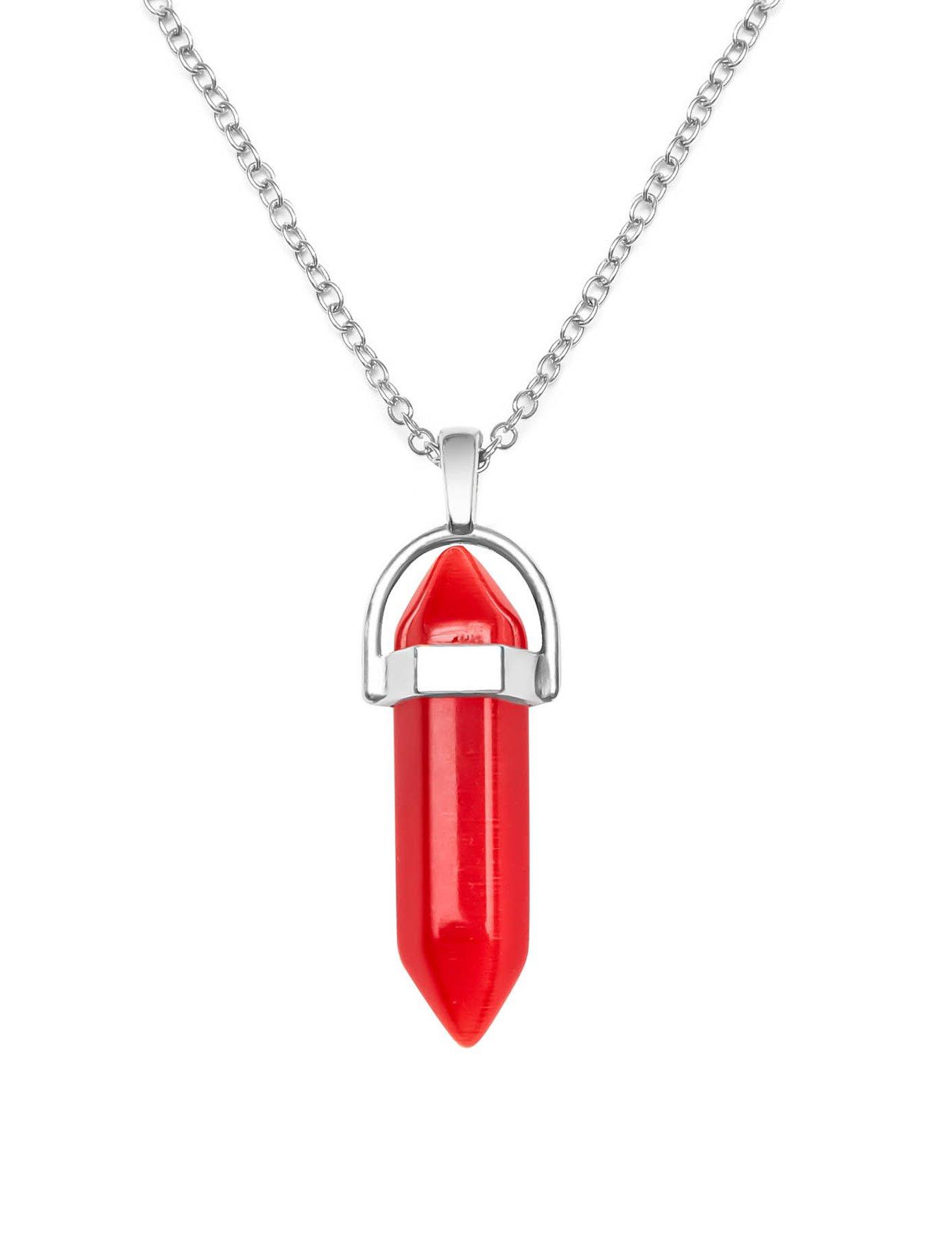 undefined Garnet Silver Plated Crystal Drop Charm Necklace
