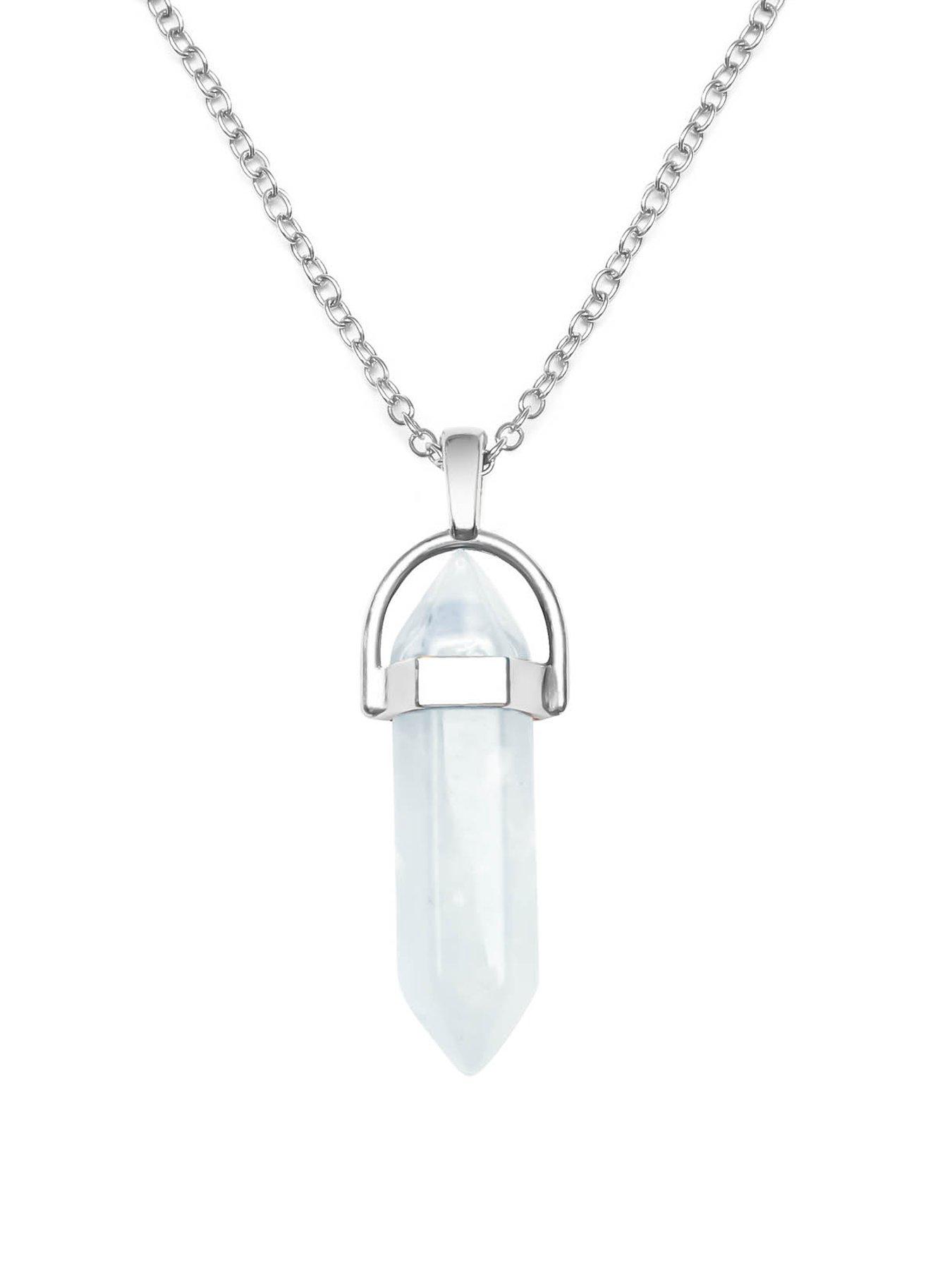 Product photograph of The Love Silver Collection Quartz Silver Plated Crystal Drop Charm Necklace from very.co.uk