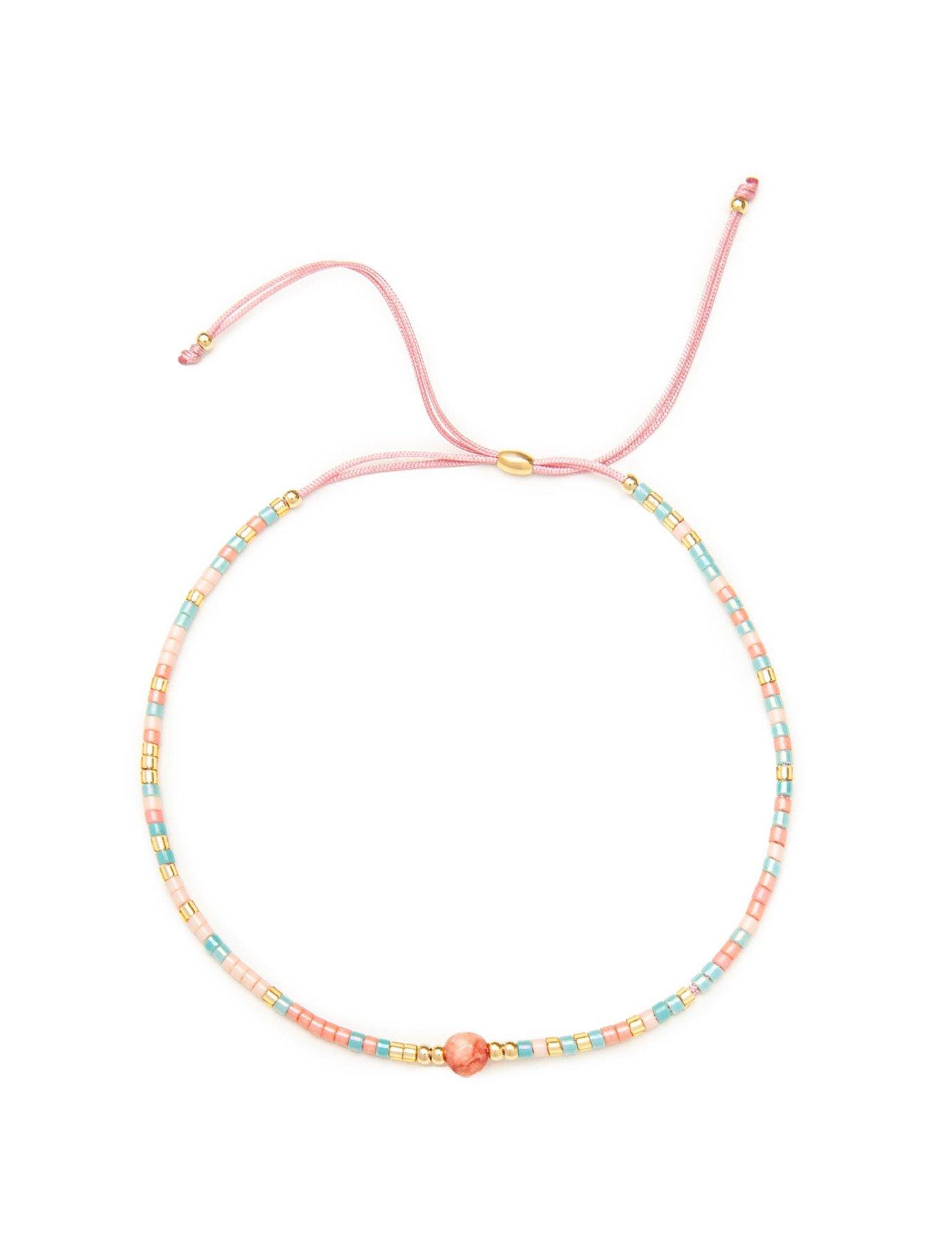 Product photograph of The Love Silver Collection Rainbow Bead Adjustable Bracelet from very.co.uk
