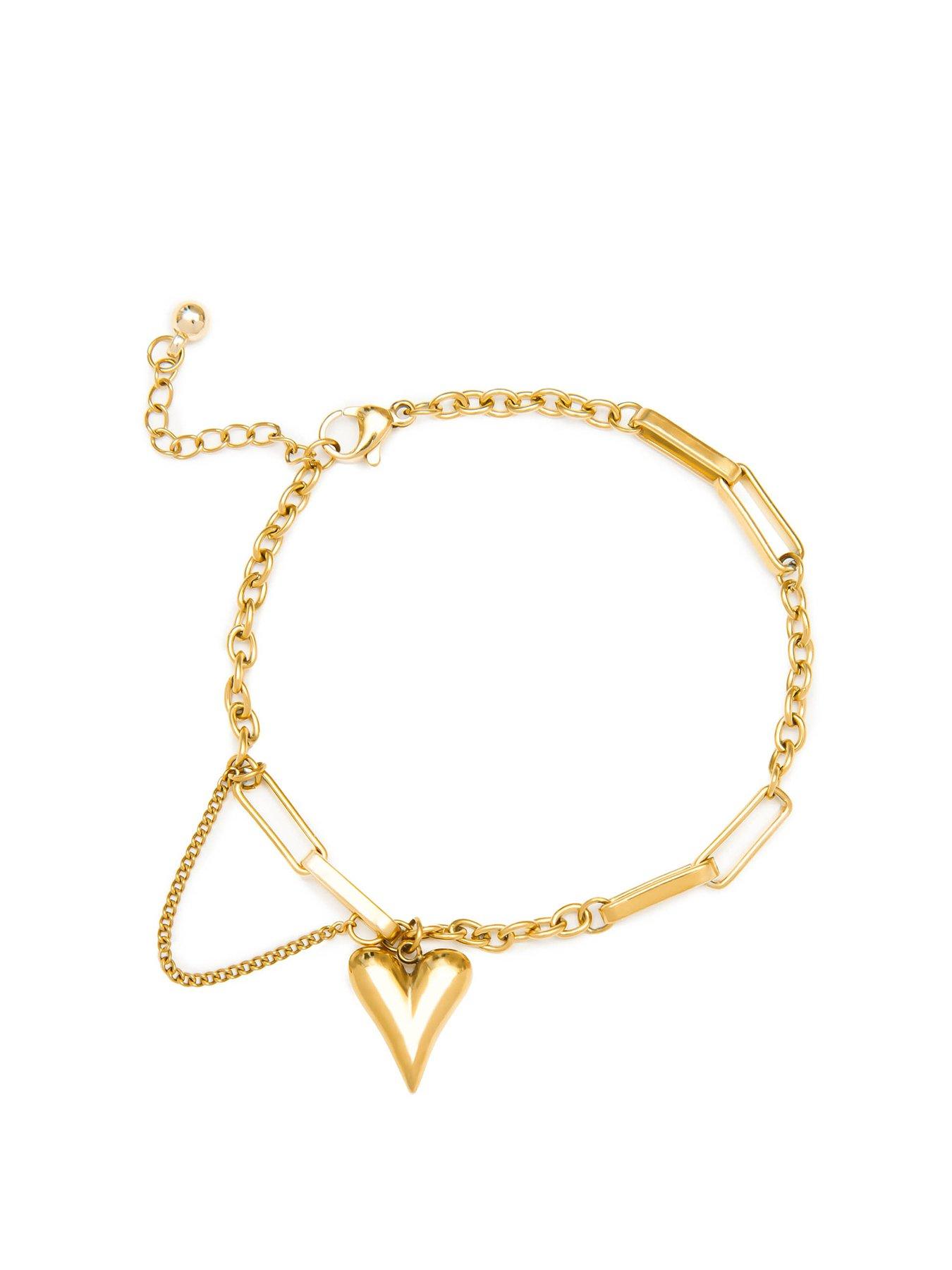 The Love Silver Collection Gold Plated Layered Chain Heart