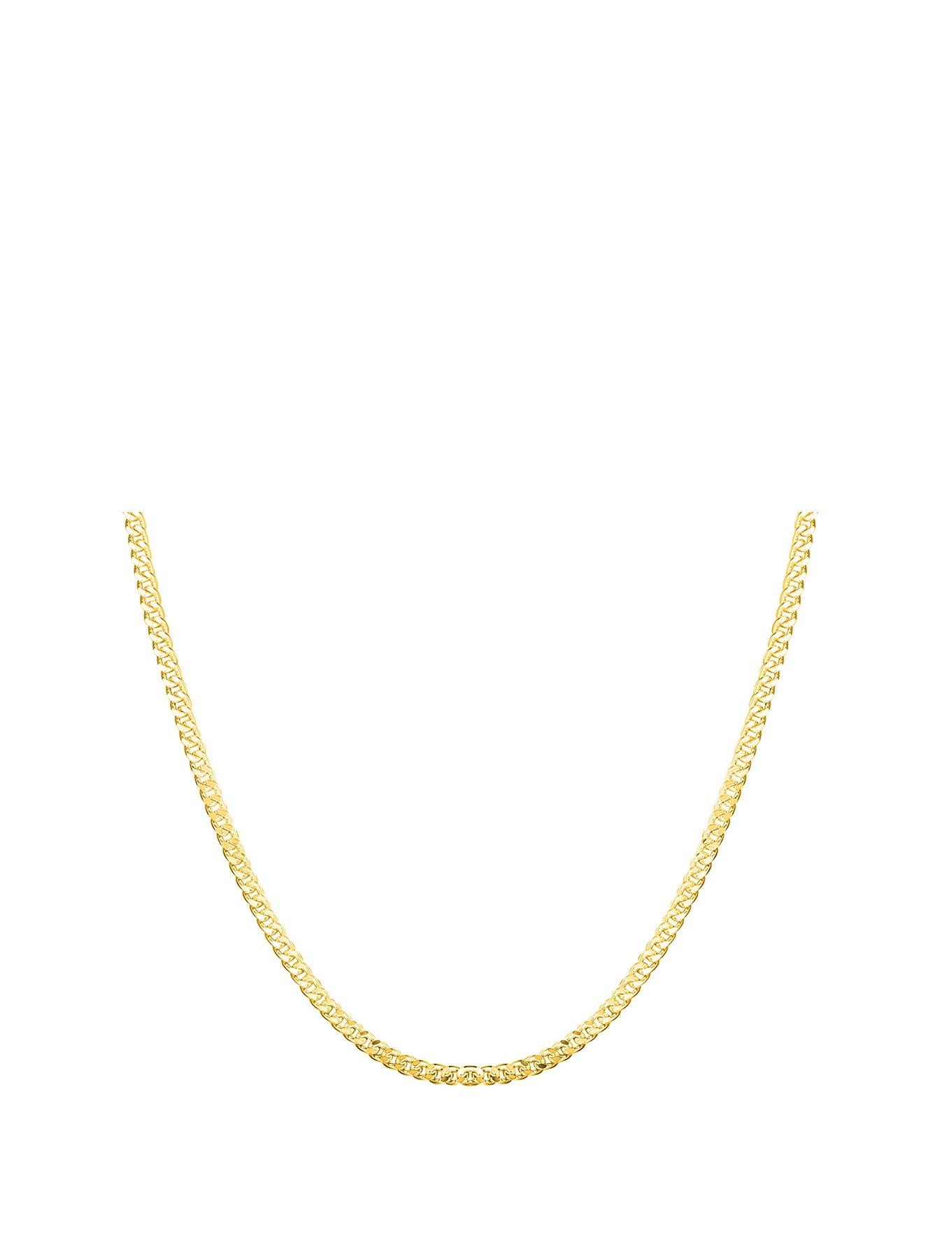 Product photograph of The Love Silver Collection Men S 18ct Gold Plated Sterling Silver 1 4 Oz Curb Necklace from very.co.uk