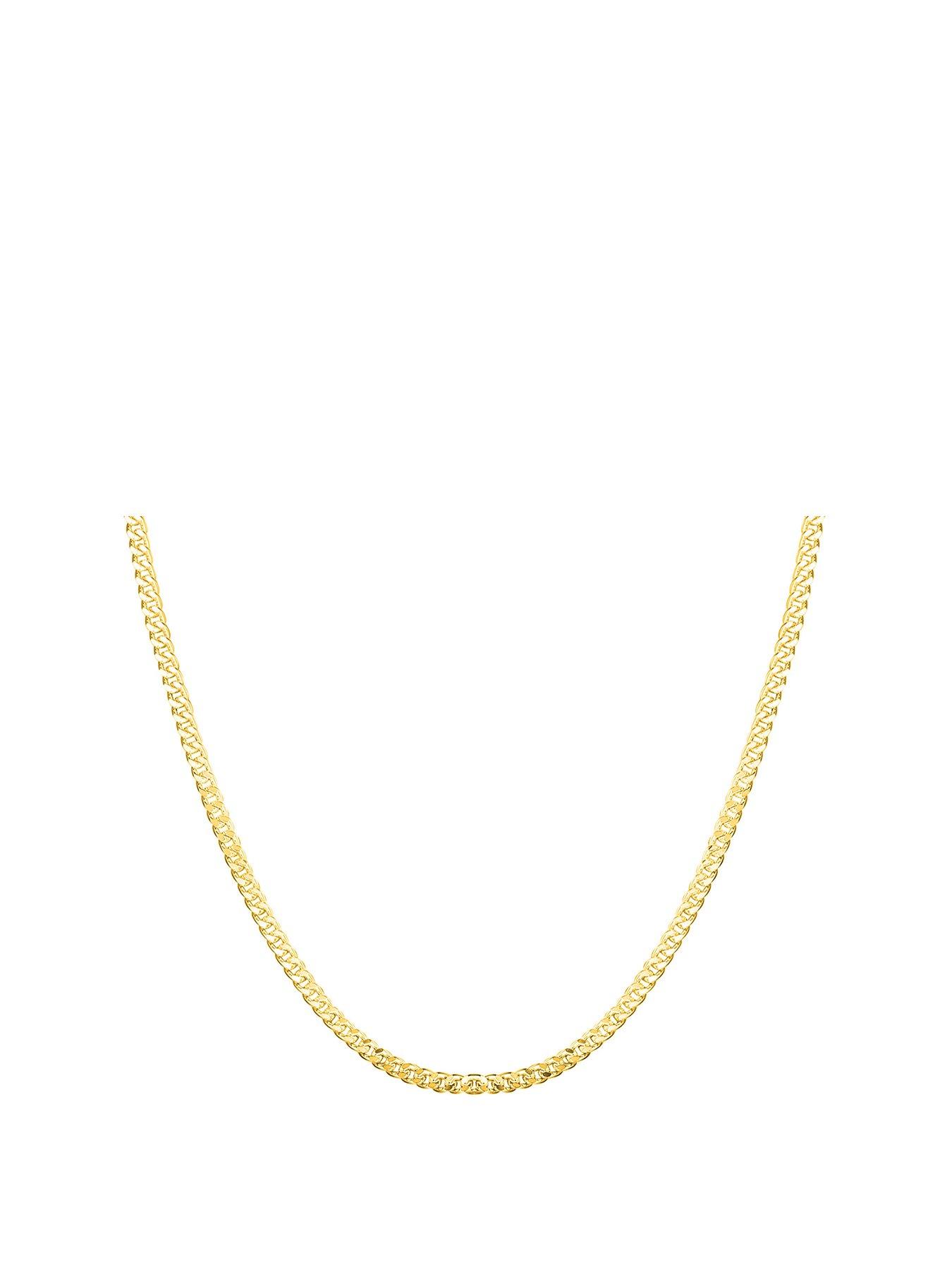 The Love Collection Men's 18ct Gold Plated Sterling Silver 1/4 Oz Curb Necklace