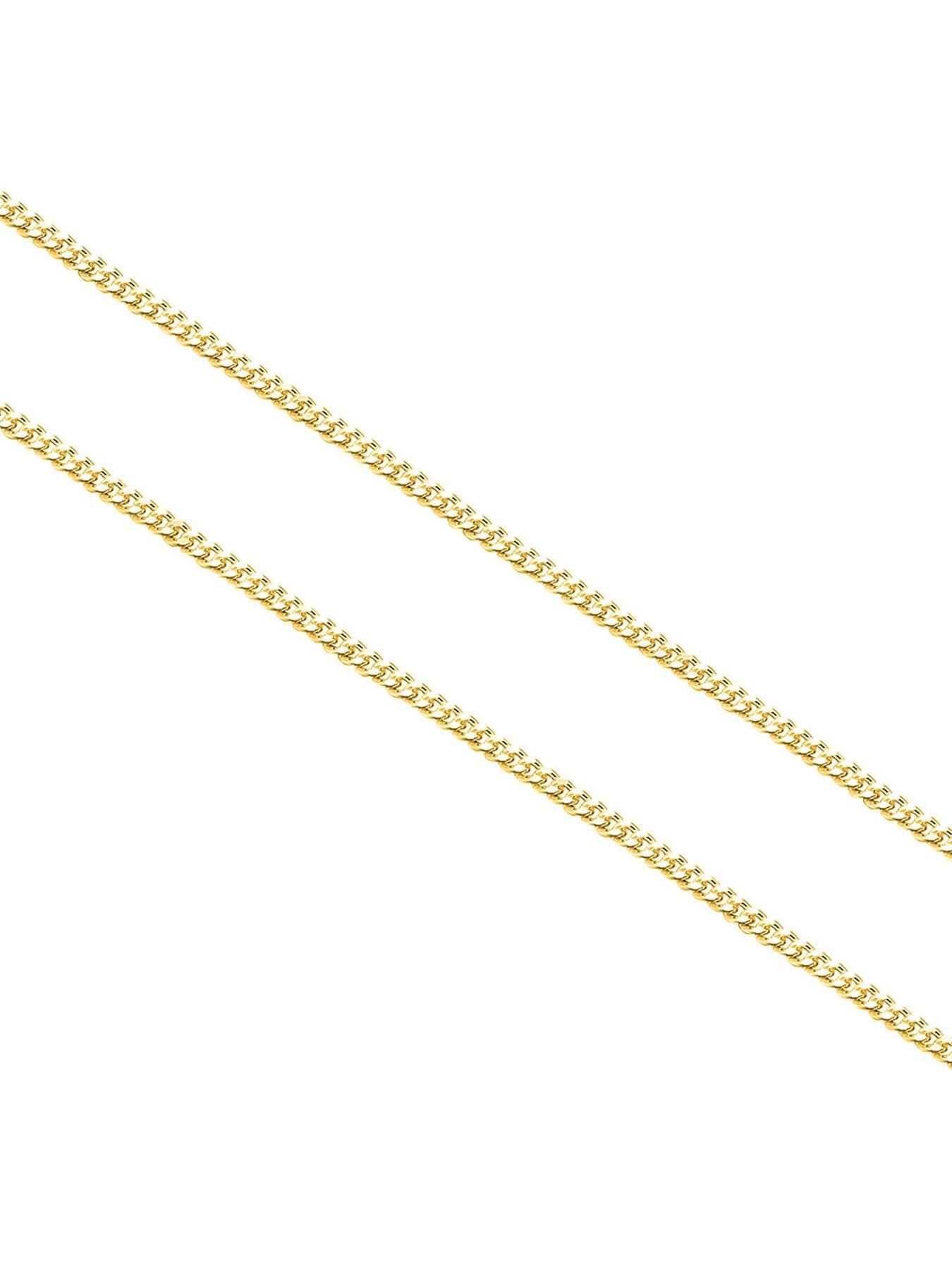 Image 3 of 4 of The Love Collection Men's 18ct Gold Plated Sterling Silver 1/4 Oz Curb Necklace