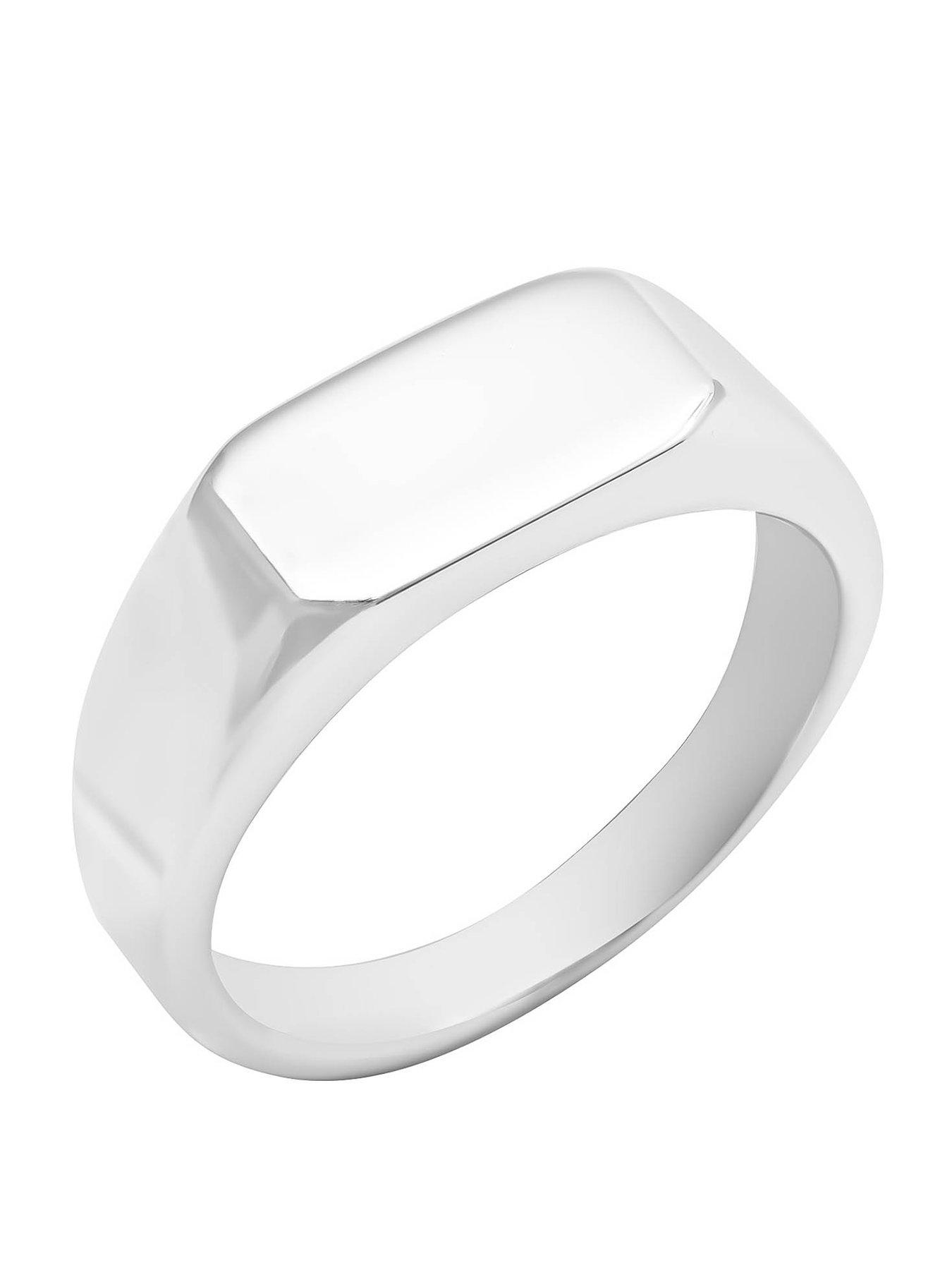 The Love Collection Sterling Silver Rounded Rectangle Signet Ring
