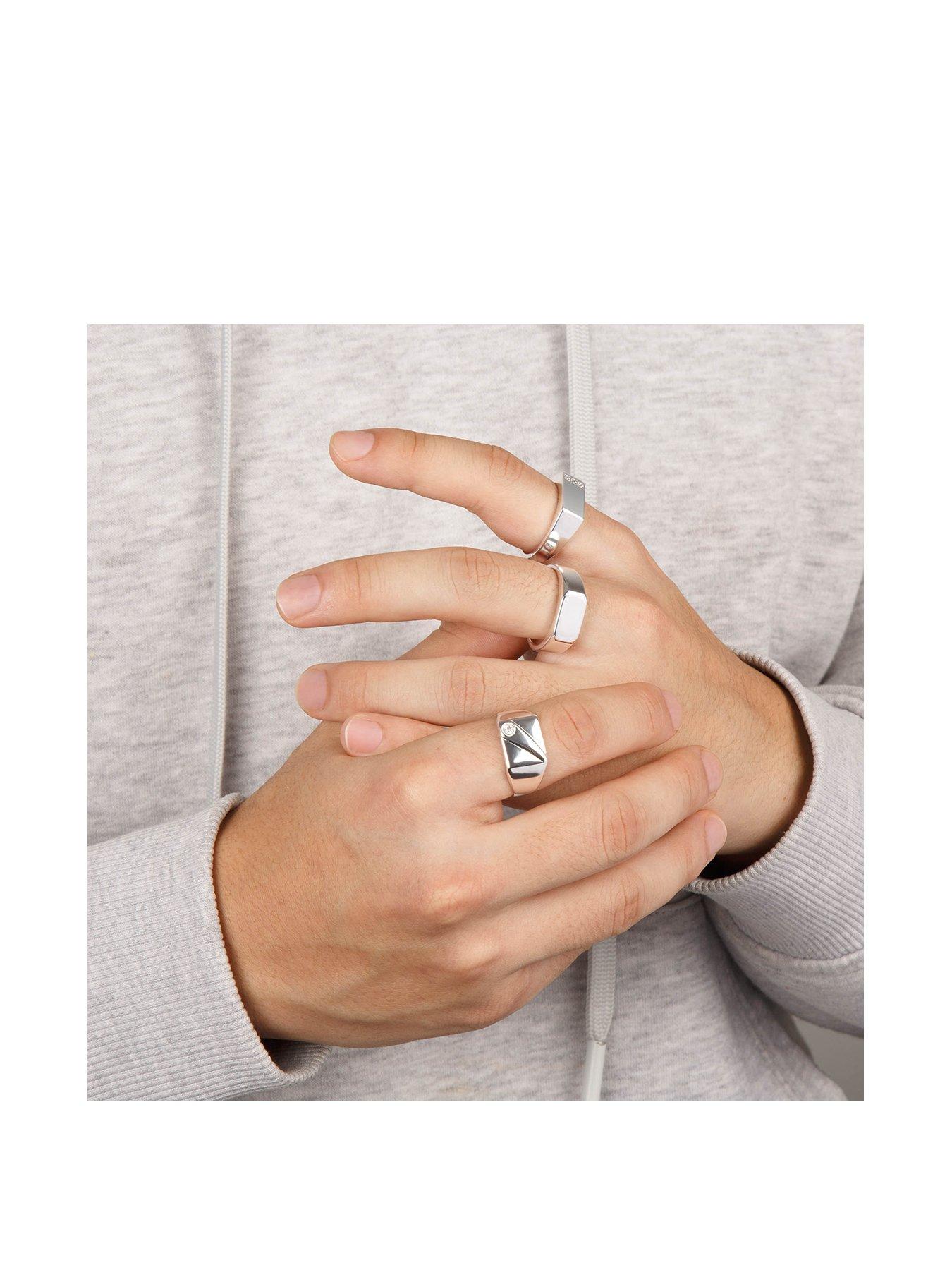 Image 2 of 4 of The Love Collection Sterling Silver Rounded Rectangle Signet Ring