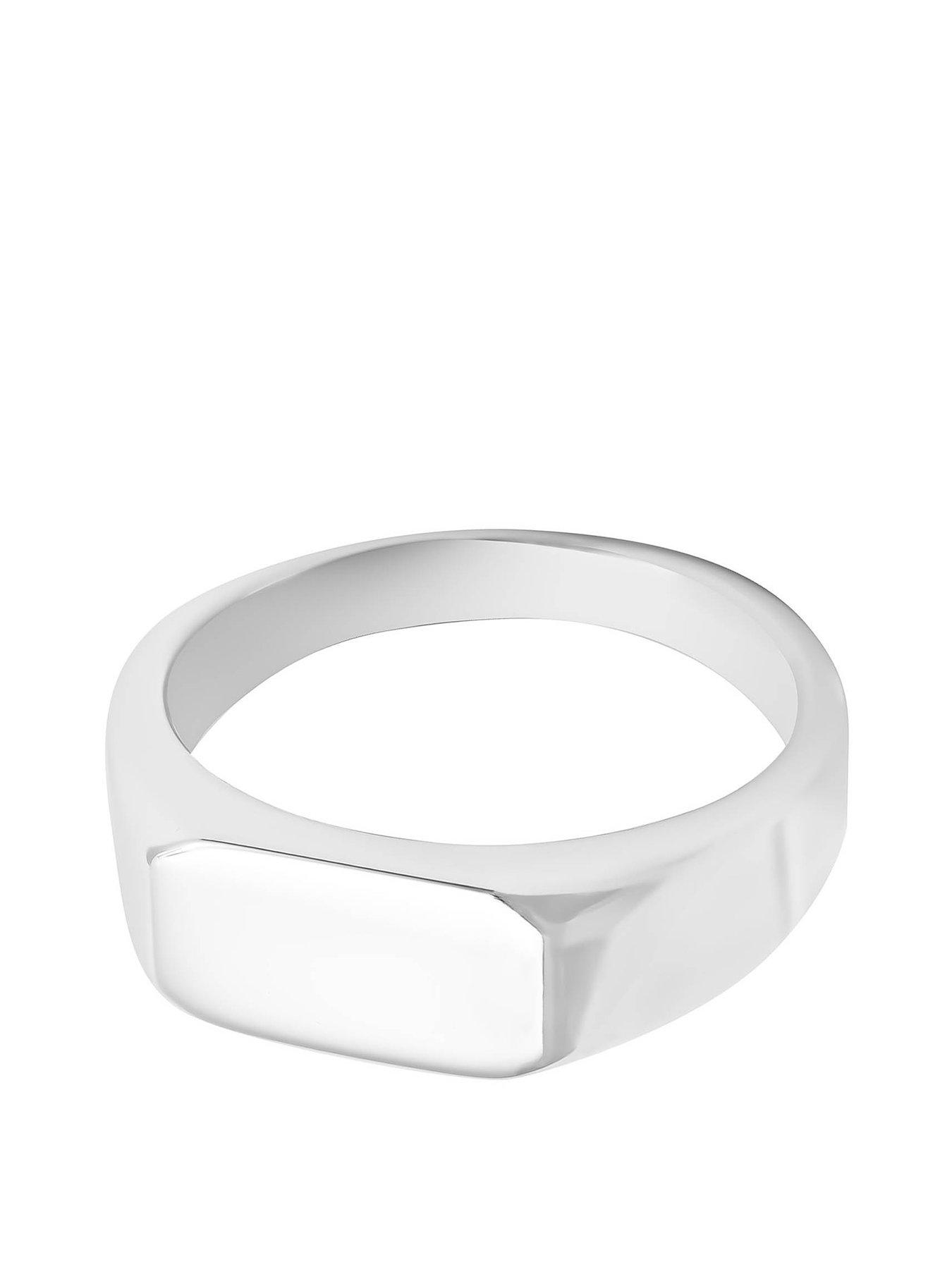 Image 3 of 4 of The Love Collection Sterling Silver Rounded Rectangle Signet Ring