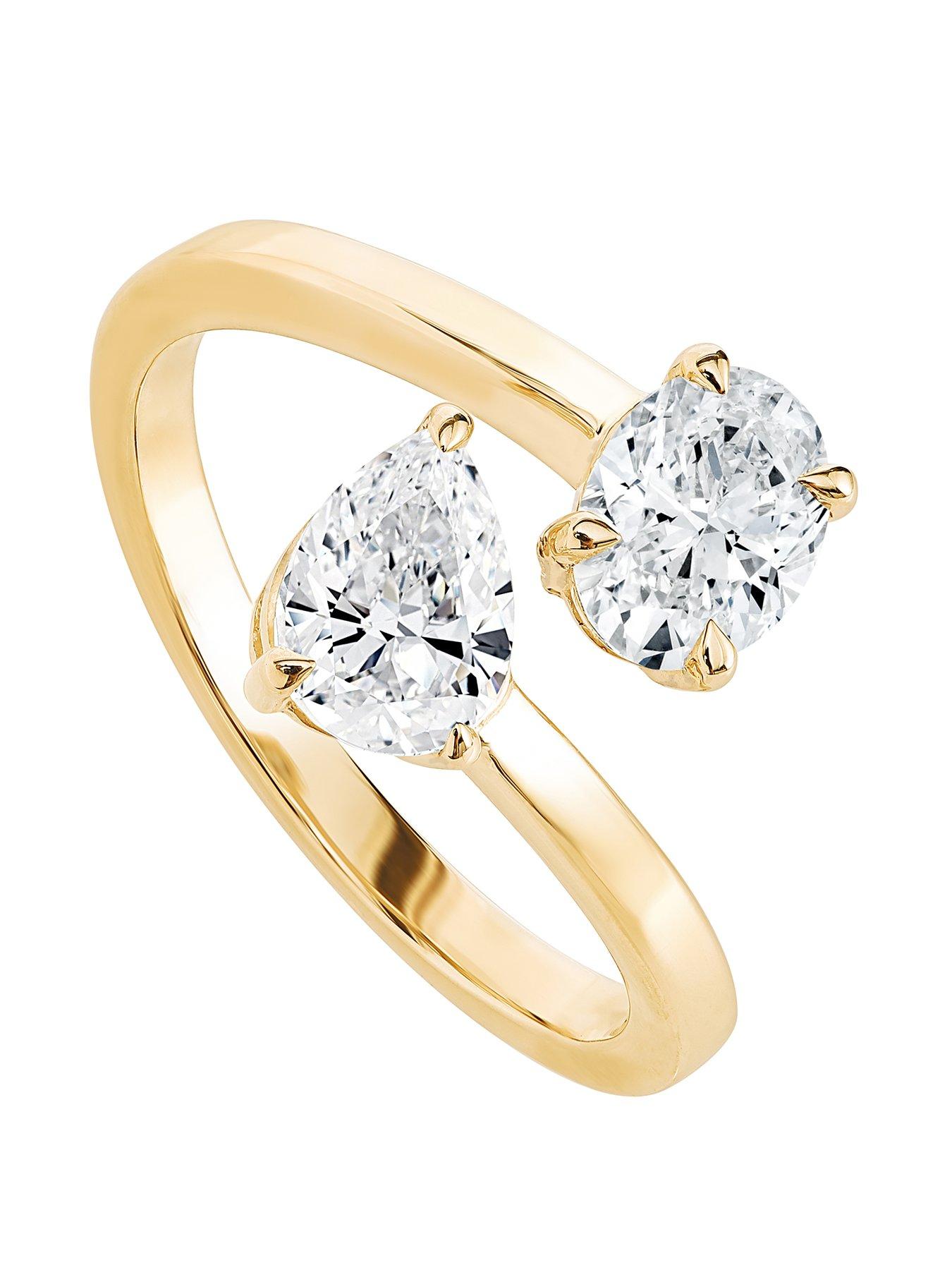 Product photograph of Created Brilliance Giselle 9ct Yellow Gold 1 30ct Tw Lab Grown Diamond Toi Et Moi Ring from very.co.uk
