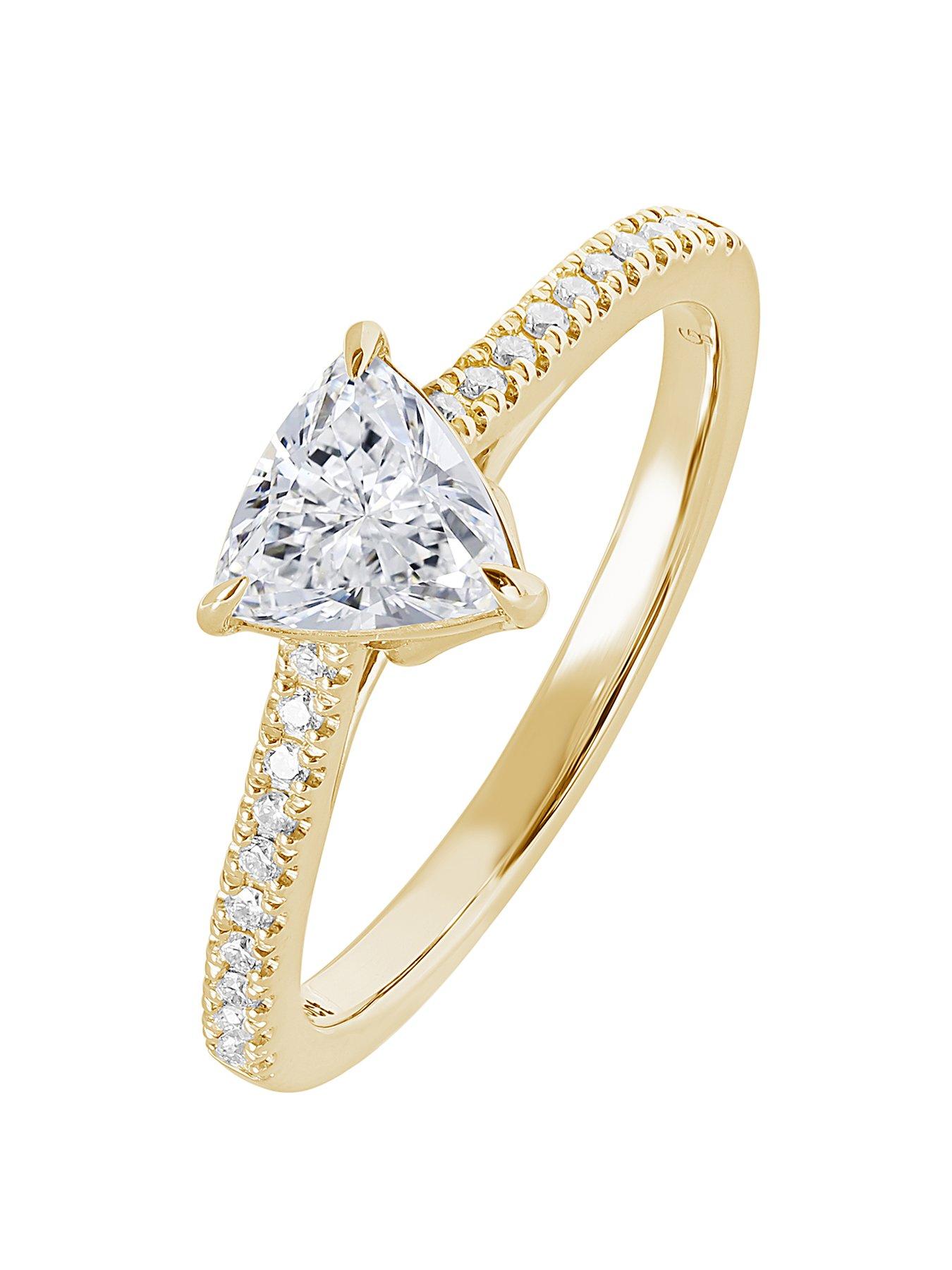 Product photograph of Created Brilliance Bella 9ct Yellow Gold 0 95ct Tw Trillion Cut Lab Grown Diamond Ring from very.co.uk