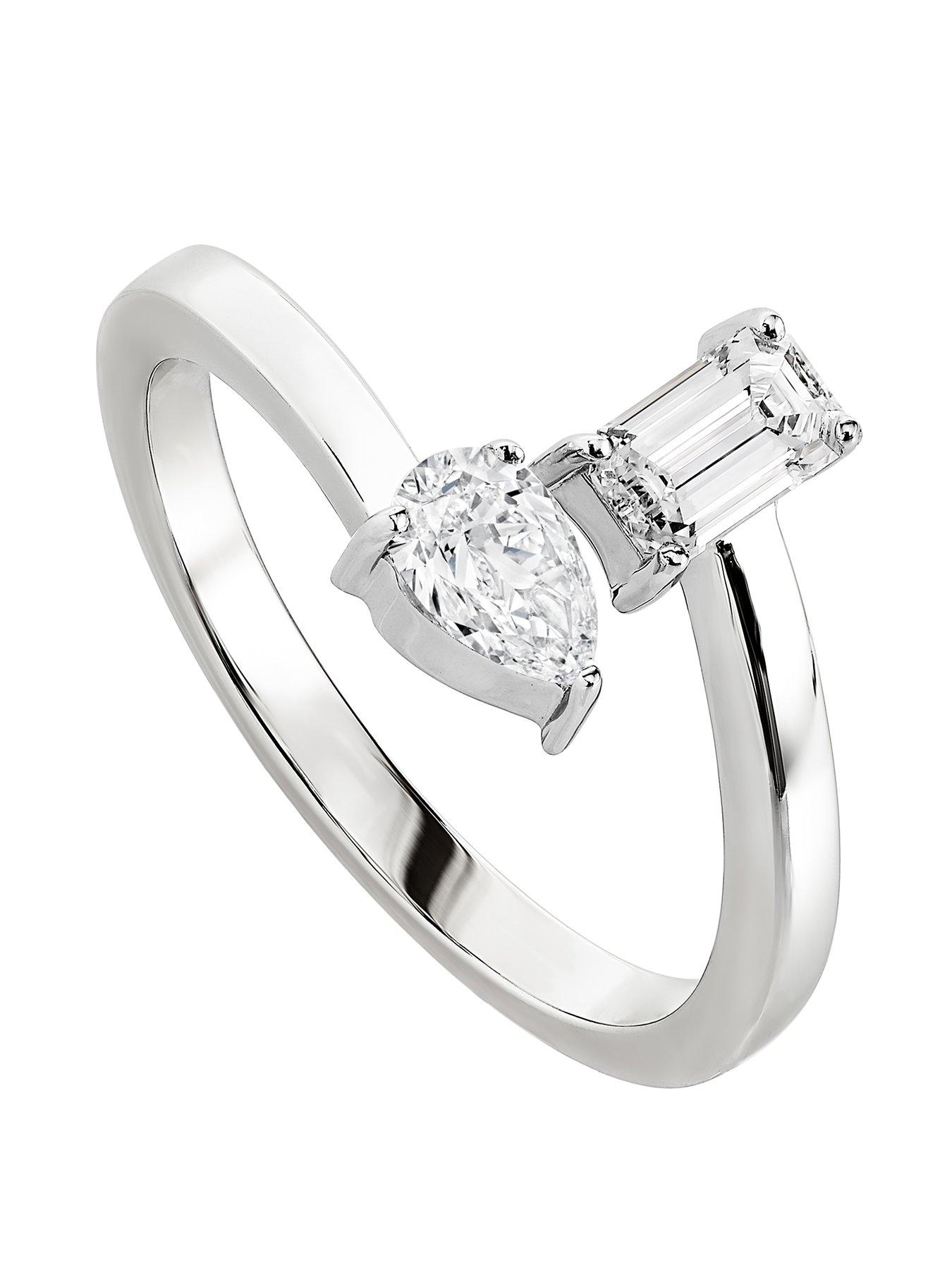 Product photograph of Created Brilliance Aria 9ct White Gold 0 55ct Tw Lab Grown Diamond Toi Et Moi Ring from very.co.uk