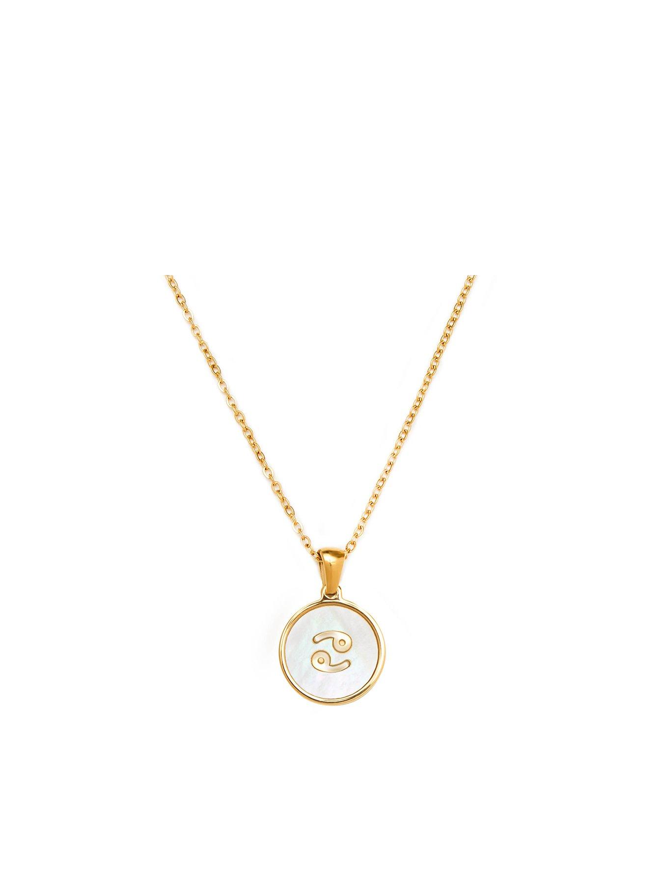 undefined Gold Plated Mother of Pearl Zodiac Charm Necklace