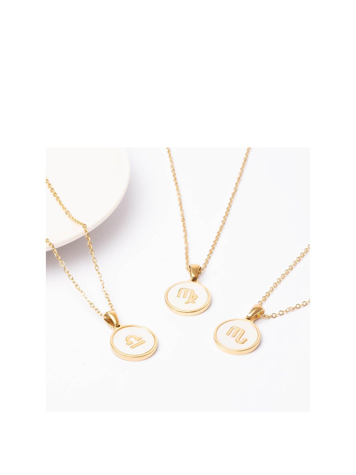 The Love Collection Gold Plated Mother of Pearl Zodiac Charm Necklace