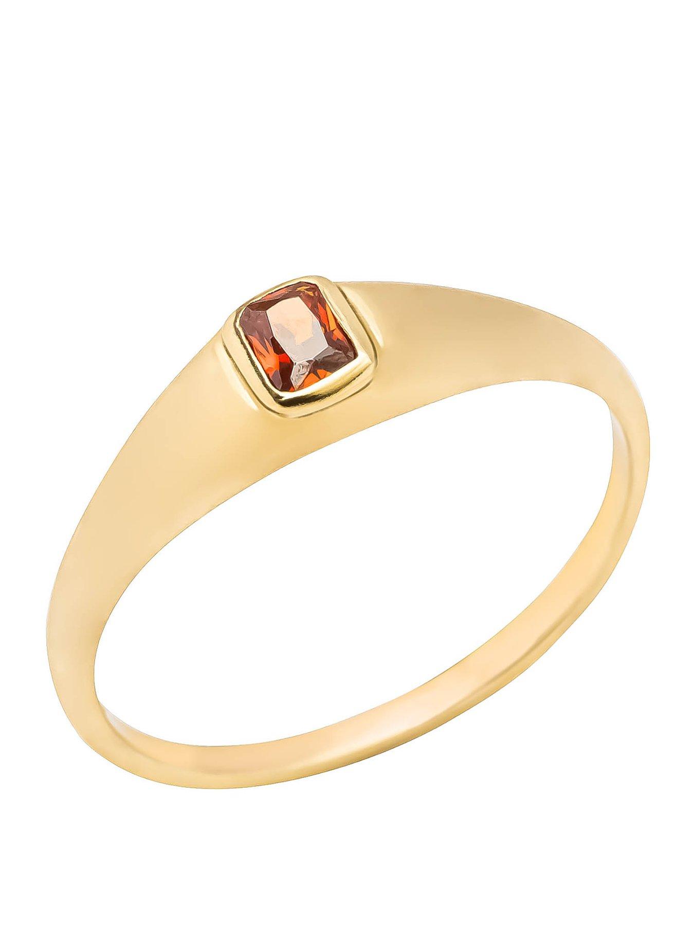 The Love Collection 18ct Gold Plated Sterling Silver Garnet CZ Square Ring