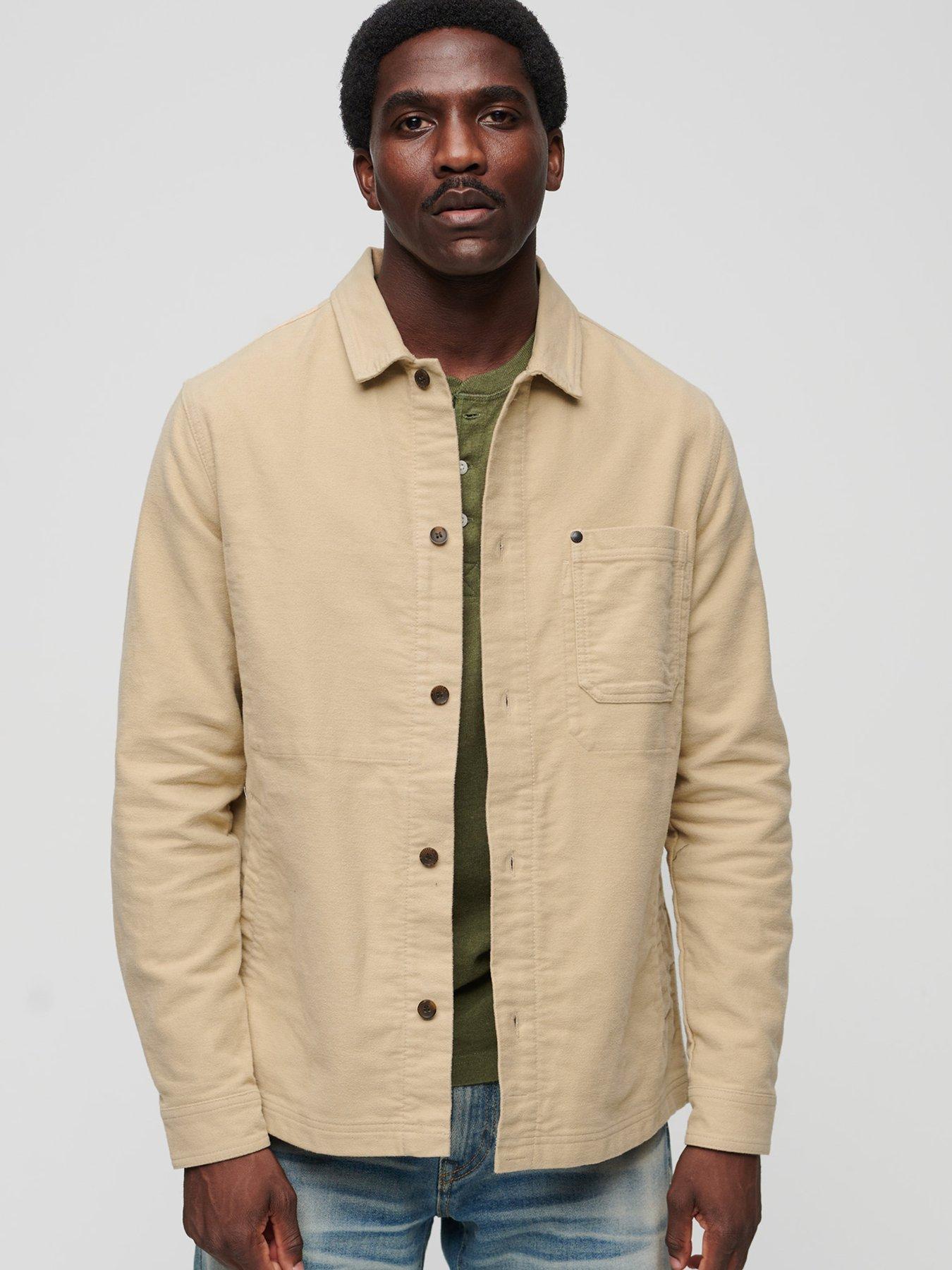 Superdry Merchant Moleskin Overshirt - Beige | very.co.uk