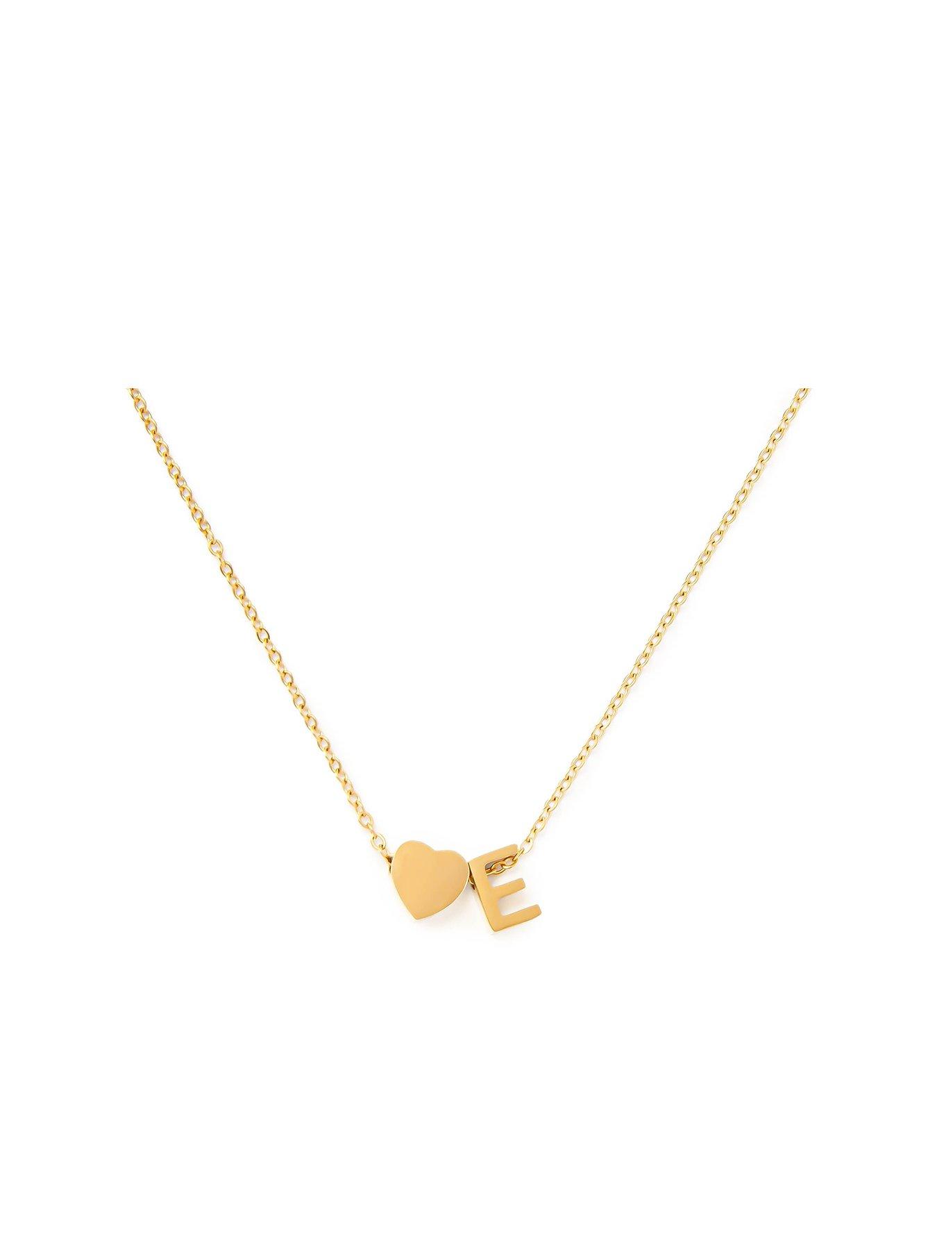 Product photograph of The Love Collection Gold Plated Heart And Initial Charm Necklace from very.co.uk