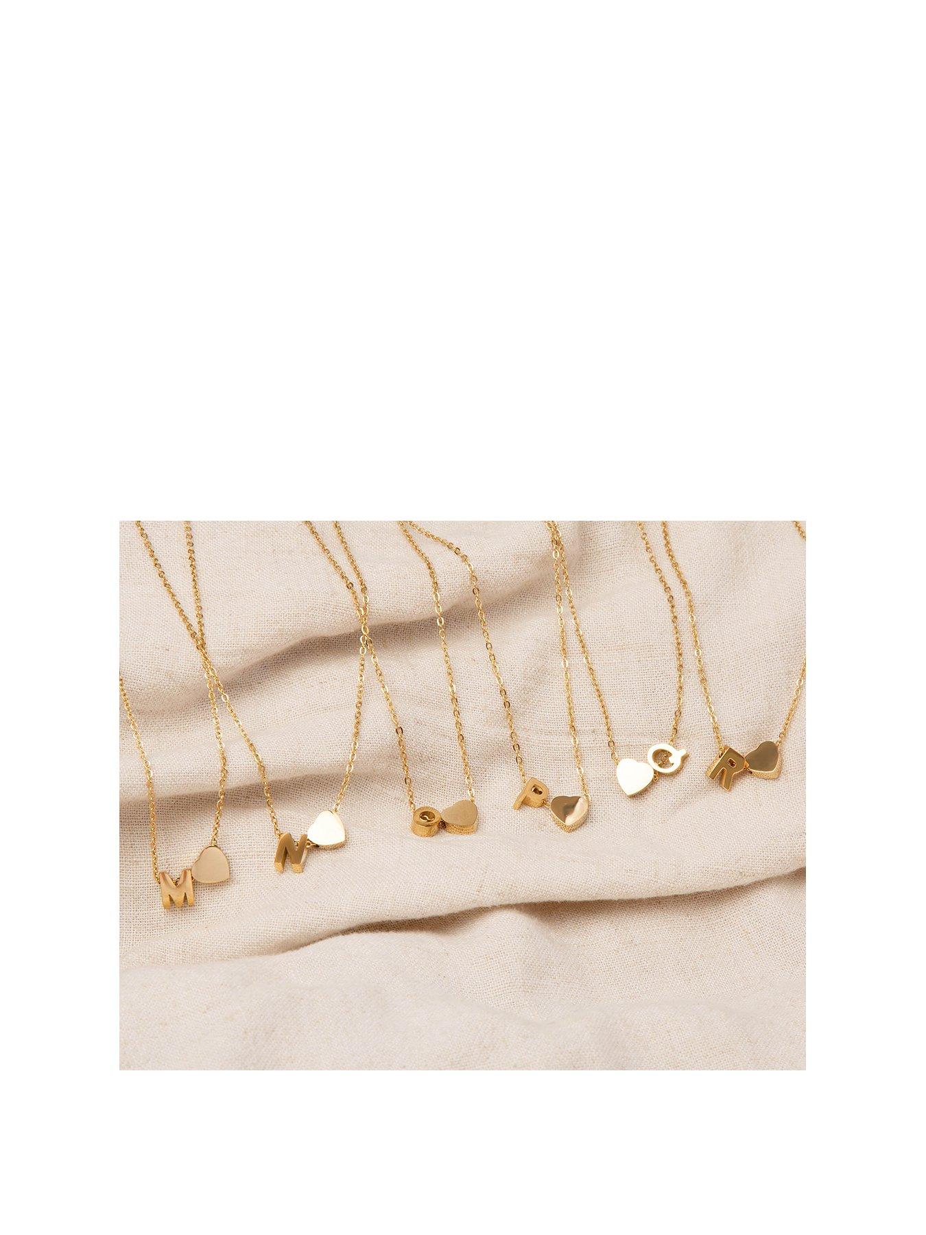The Love Collection Gold Plated Heart and Initial Charm Necklace