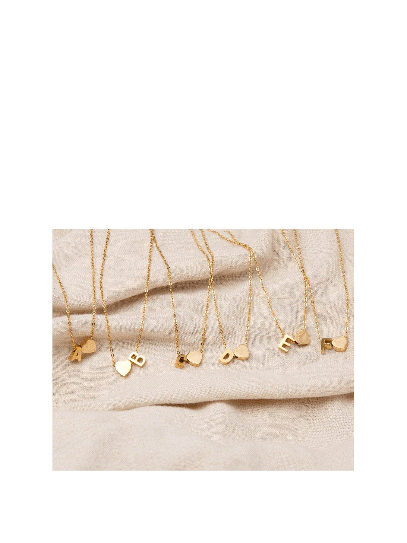 The Love Collection Gold Plated Heart and Initial Charm Necklace