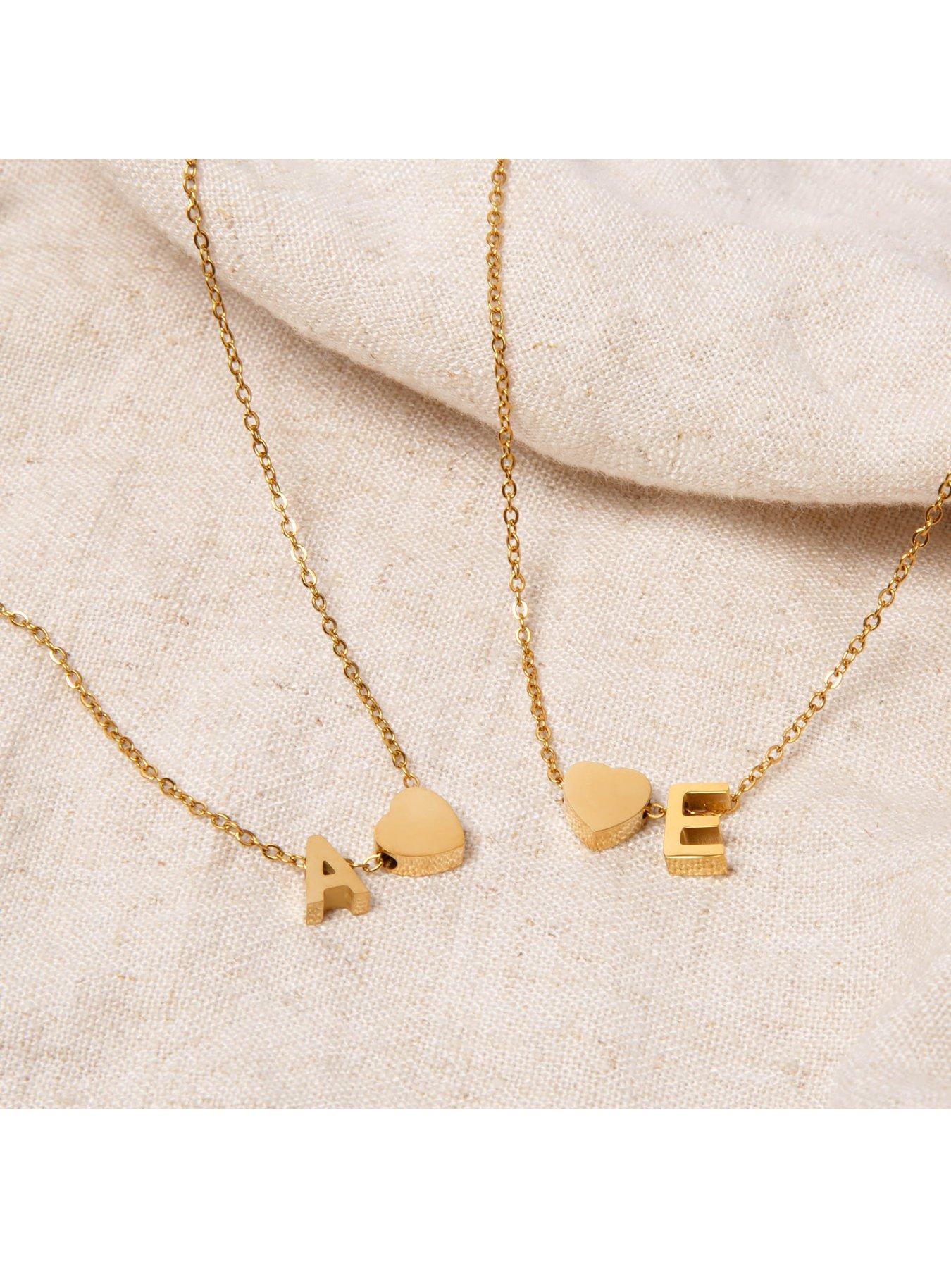 Image 4 of 5 of The Love Collection Gold Plated Heart and Initial Charm Necklace