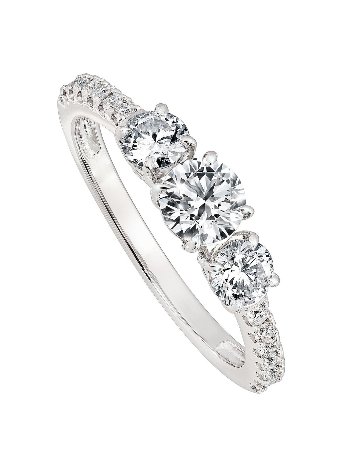 Product photograph of Created Brilliance Ella 9ct White Gold 1 06ct Tw Lab Grown Diamond Three Stone Ring from very.co.uk