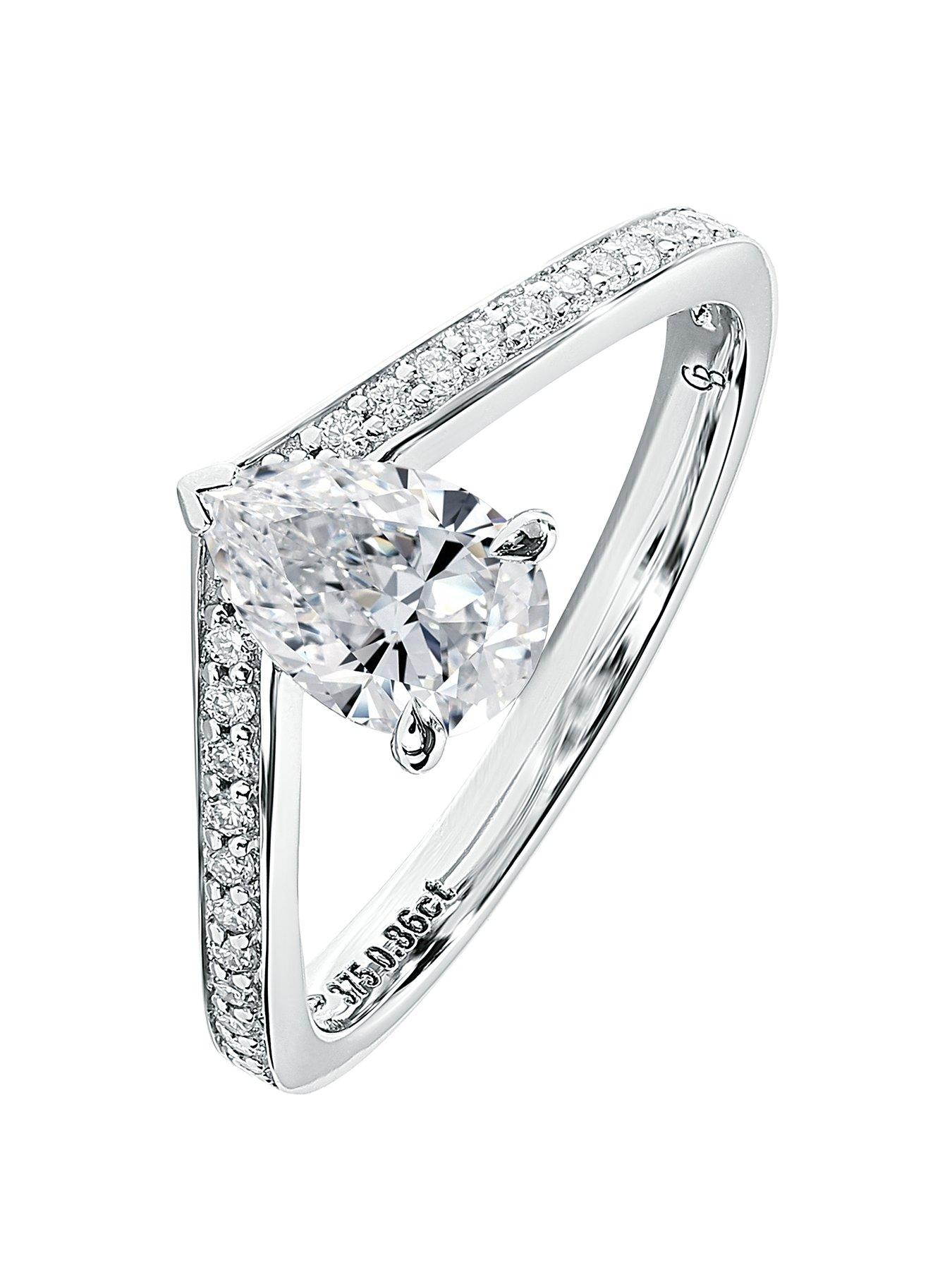Product photograph of Created Brilliance Remi 9ct White Gold 0 86ct Tw Pear Lab Grown Diamond Engagement Ring from very.co.uk