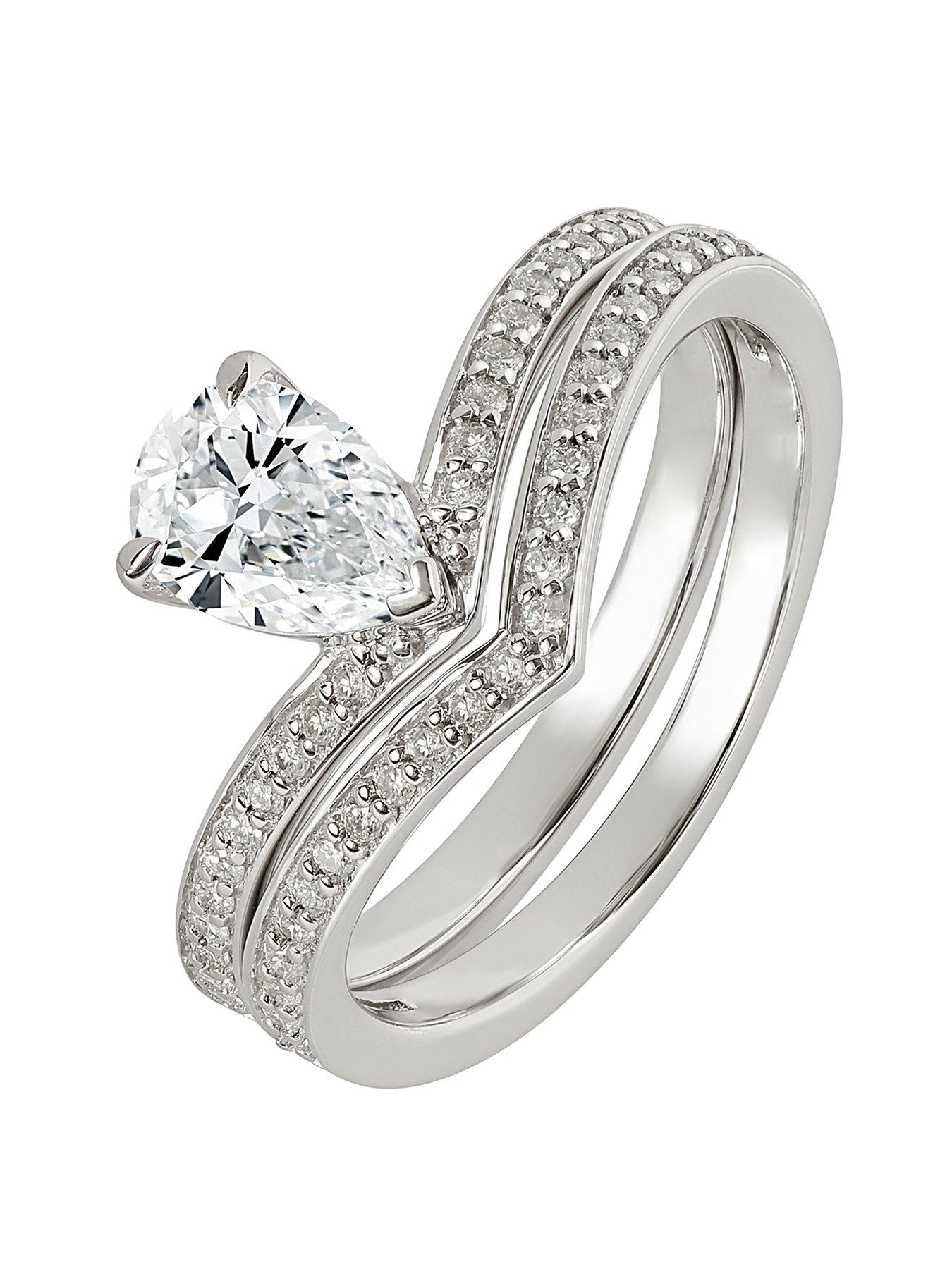 Product photograph of Created Brilliance Remi And Mayu 9ct White Gold 1ct Tw Lab Grown Diamond Bridal Set from very.co.uk