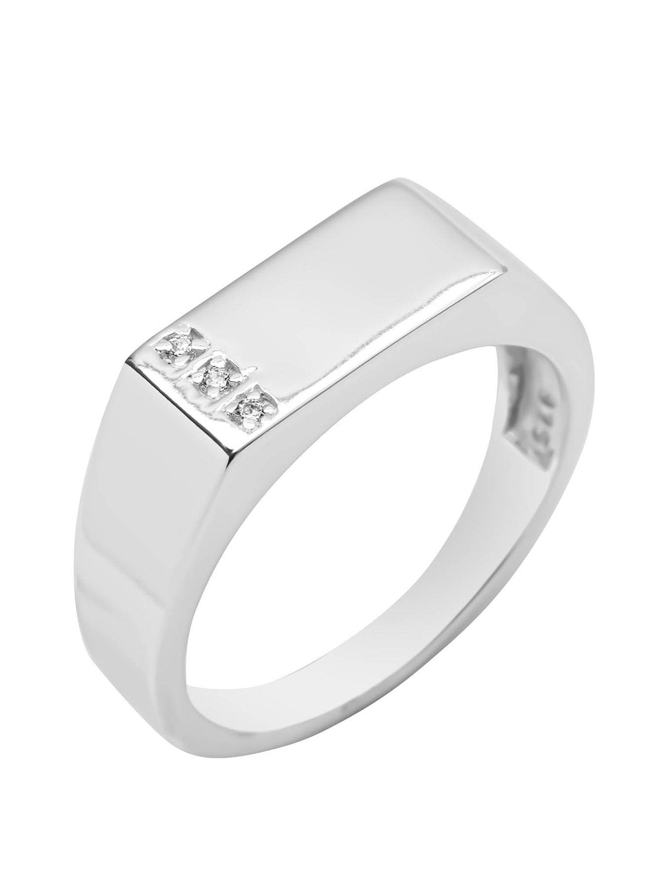 undefined Sterling Silver Vintage Style Ring with Three CZ Stones