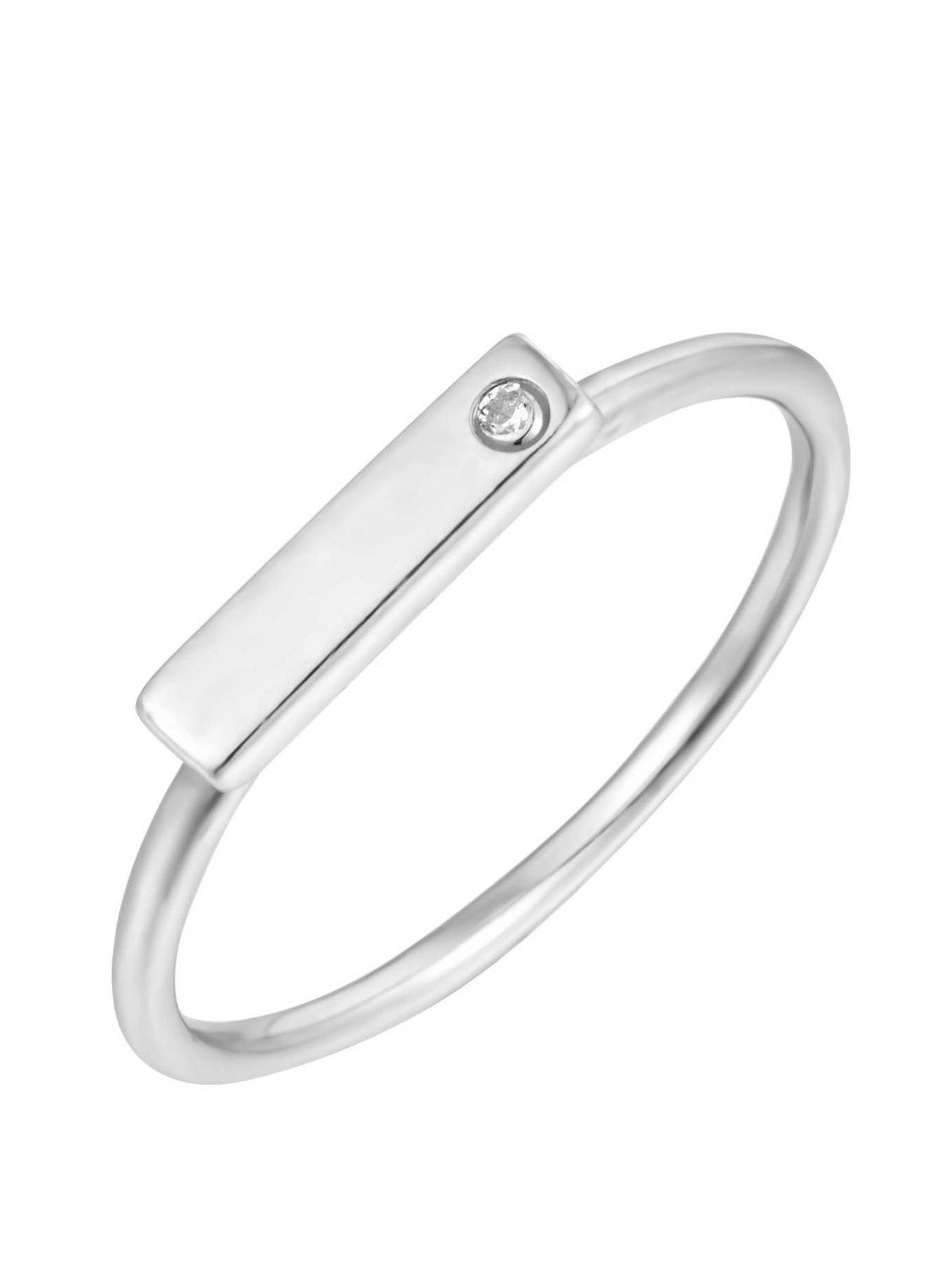 undefined Sterling Silver Skinny CZ Polished Ring