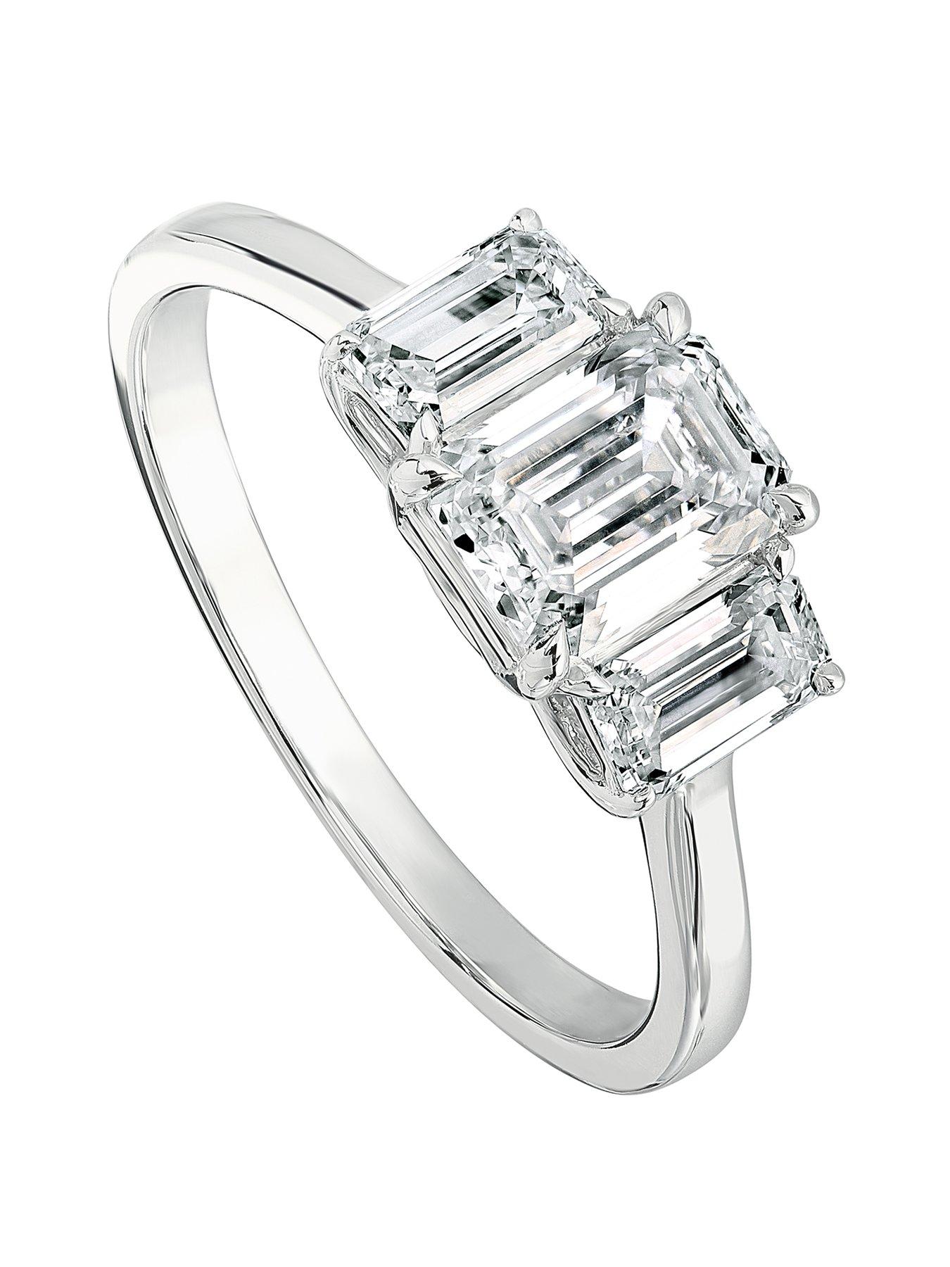 Product photograph of Created Brilliance Murphy 9ct White Gold 1 56ct Tw Emerald Cut Lab Grown Diamond Ring from very.co.uk