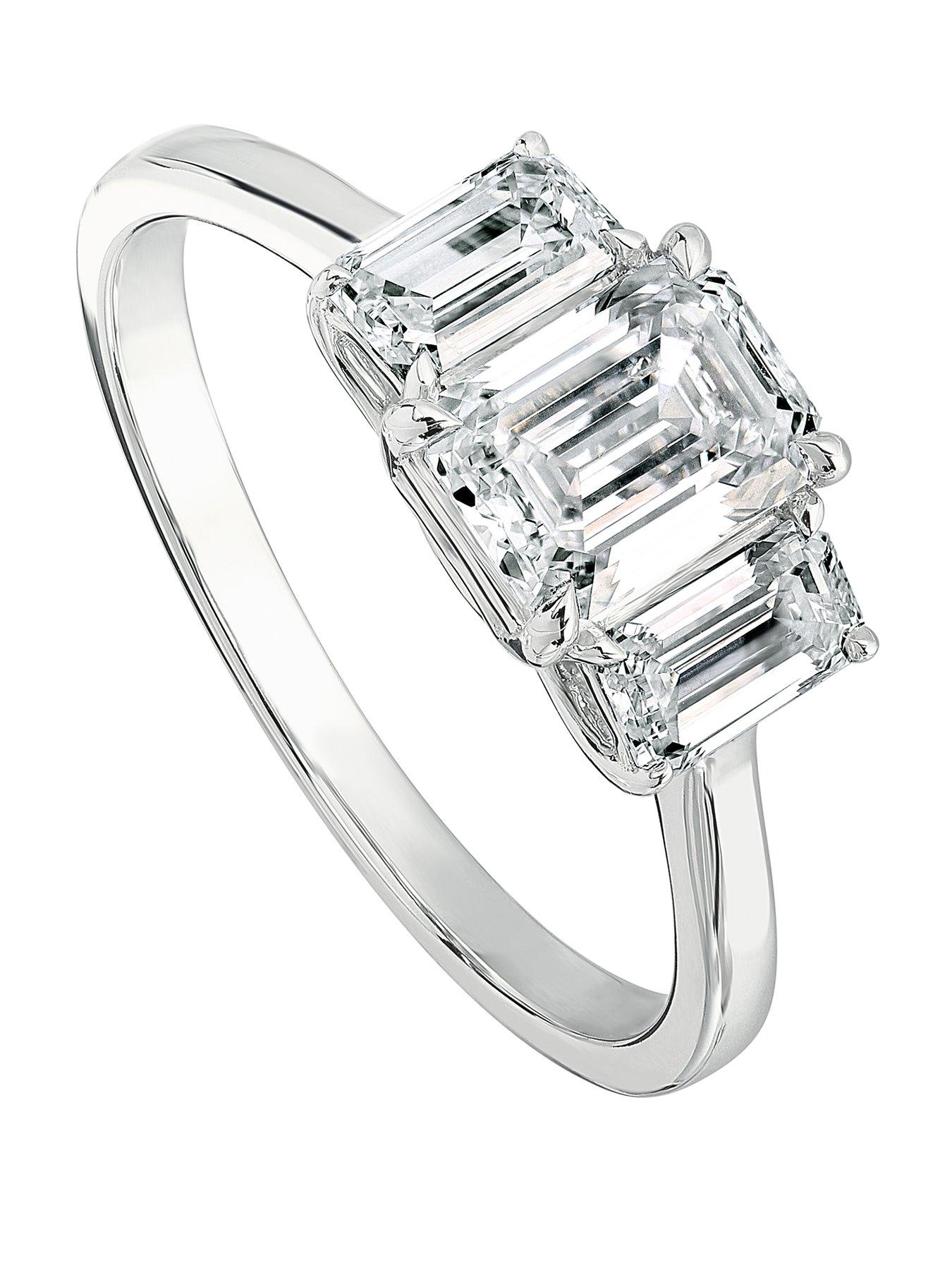 Created Brilliance Murphy , 9ct White Gold 1.56ct tw Emerald Cut Lab Grown Diamond Ring