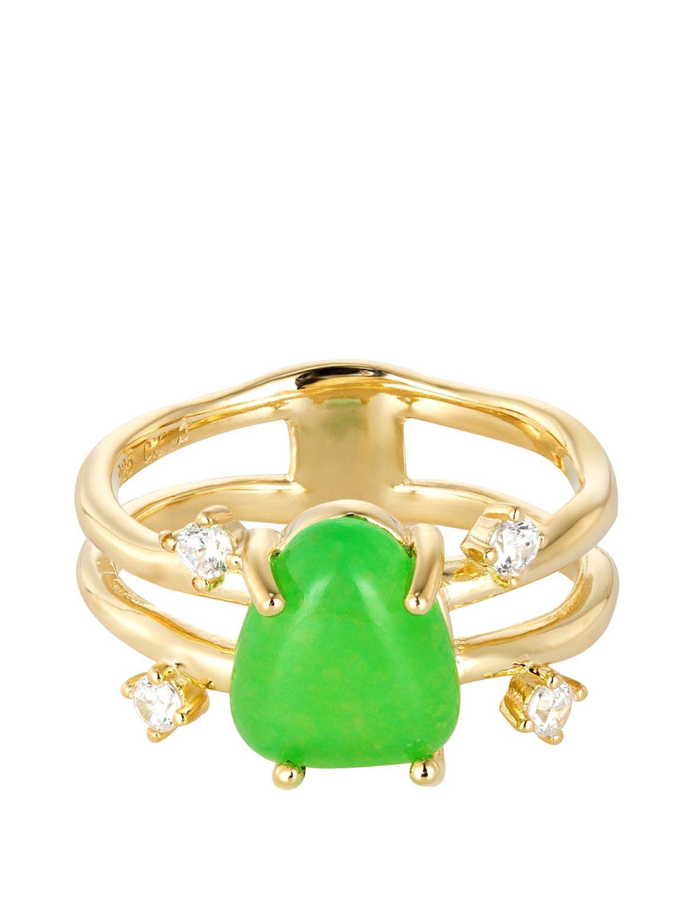 Product photograph of The Love Collection 18ct Gold Plated Sterling Silver Turquoise And Cz Gem Stone Ring from very.co.uk