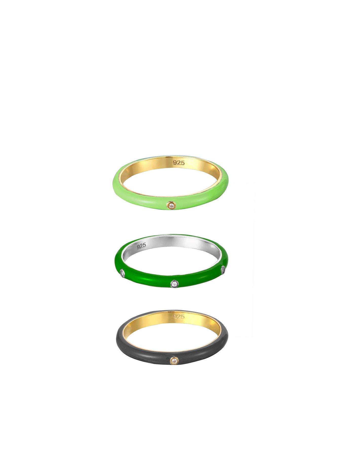 The Love Collection 18ct Gold Plated Sterling Silver Enamel CZ Edgy ...