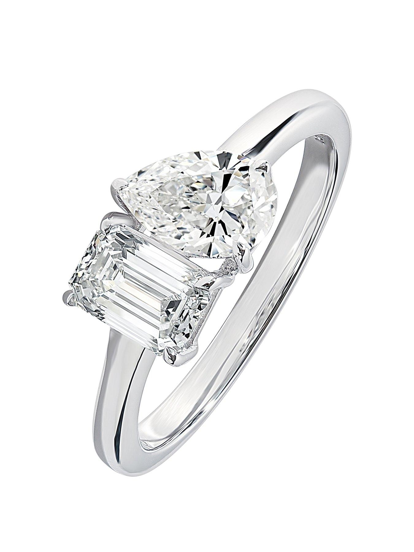 Product photograph of Created Brilliance Harmony 9ct White Gold 1 50ct Tw Lab Grown Diamond Toi Et Moi Ring from very.co.uk