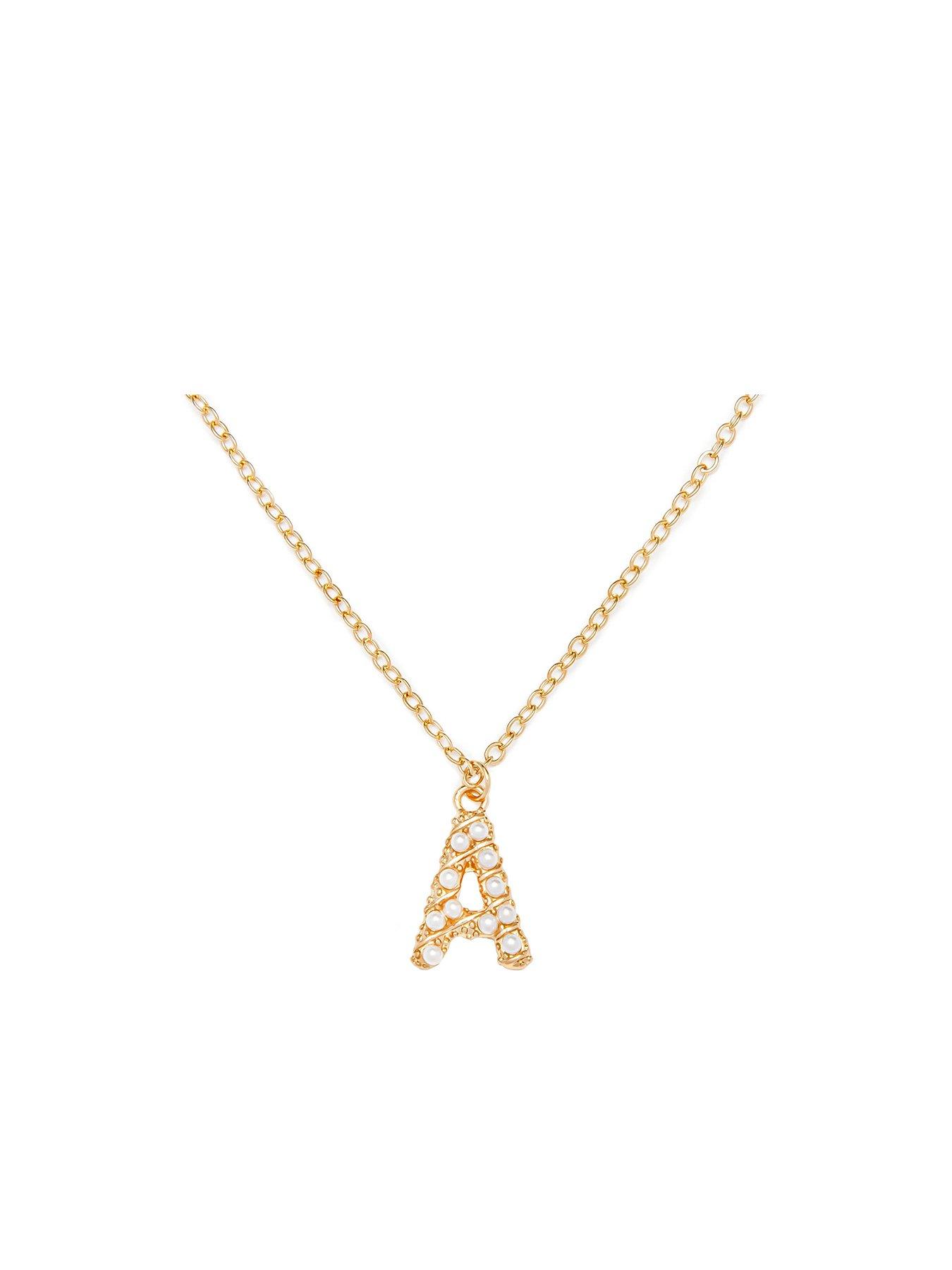 undefined Gold Plated Pearl Letter Charm Necklace