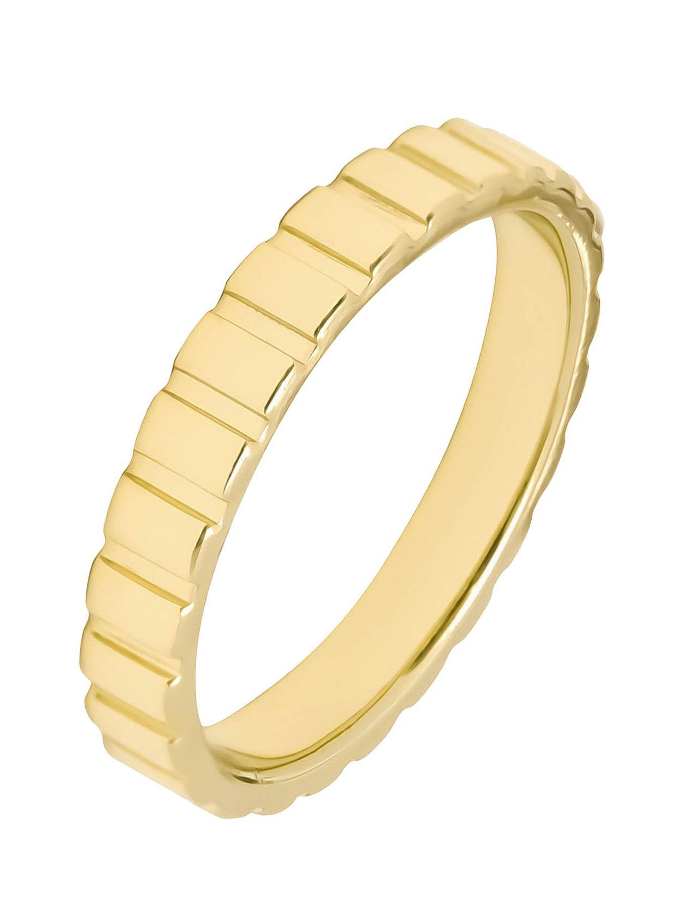 Image 5 of 6 of The Love Collection 18ct Gold Plated Sterling Silver Set of Three Bobble, CZ and Ribbed Rings