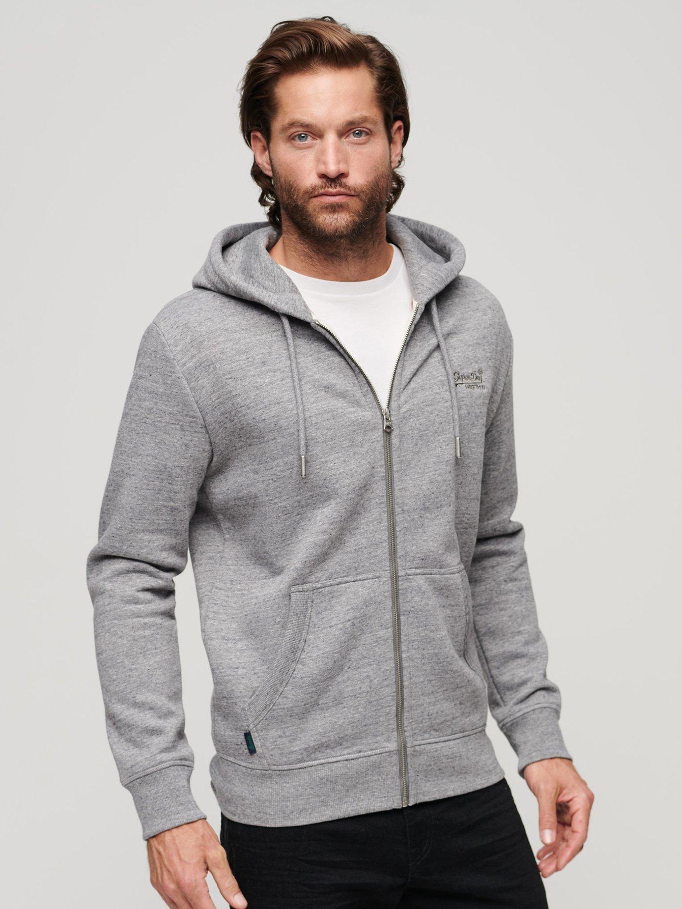 Superdry Essential Logo Zip Hoodie - Dark Grey | very.co.uk