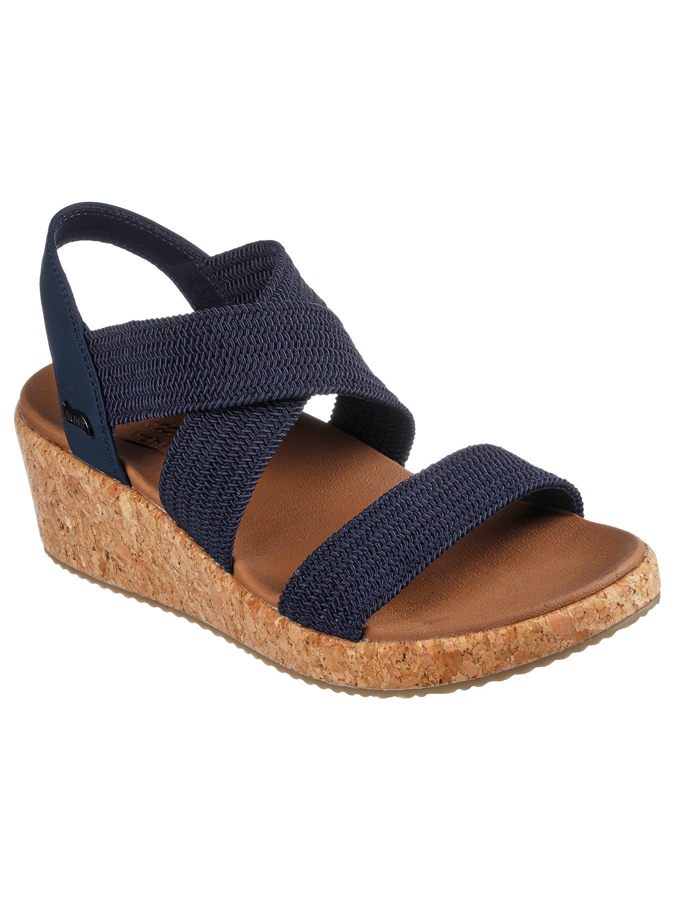 Arch Fit Beverlee Stretch Raffia Cross Band Sling Back Wedge Sandal Navy Texture